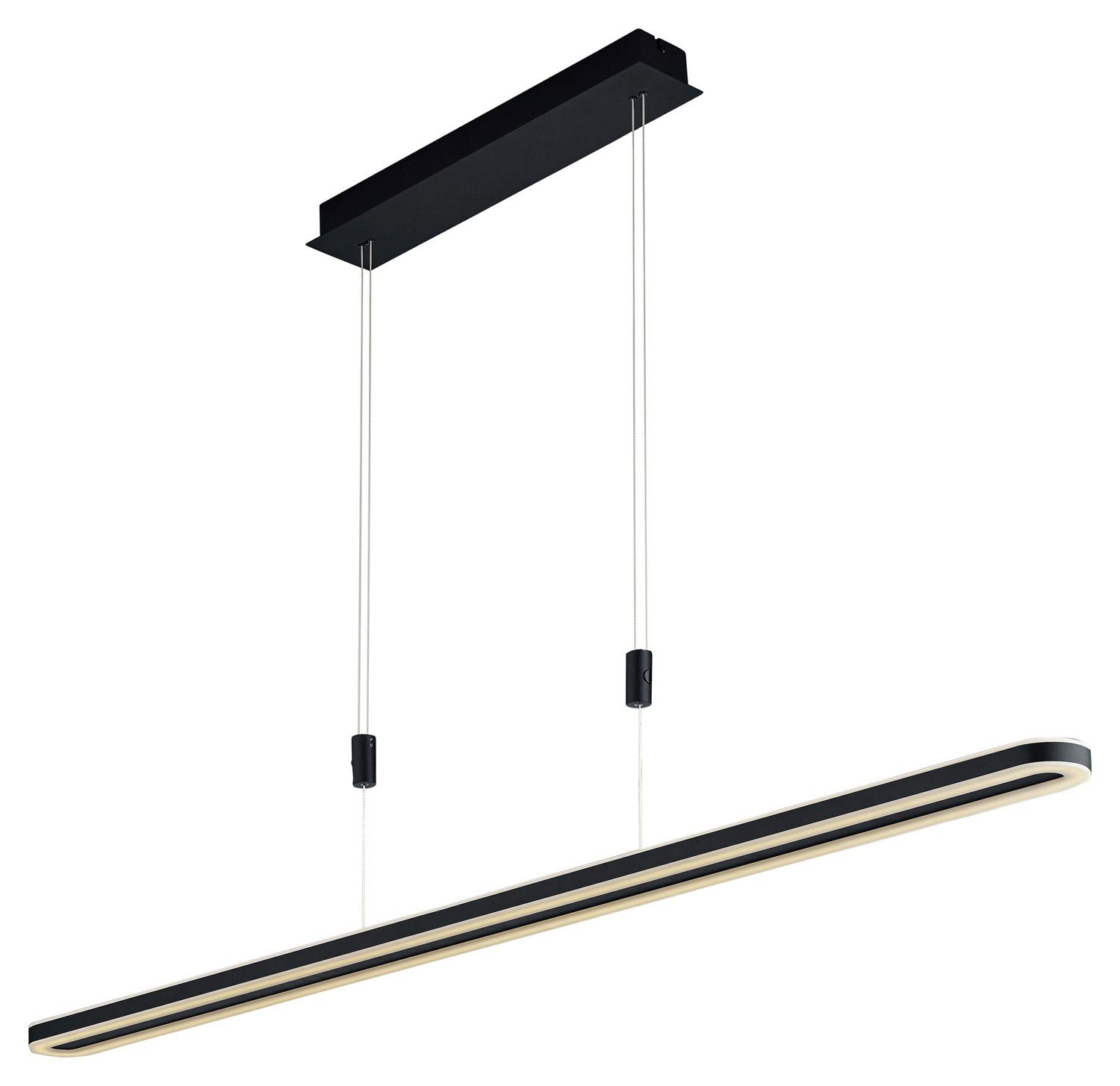 B-LEUCHTEN LED Pendelleuchte CHARLI, 1-flammig, Schwarz, Metall, Touchsensor, Dimmfunktion, Höhenverstellbar, LED fest integriert, Warmweiß, B 126 x H 150 cm, Hängeleuchte, Hängelampe