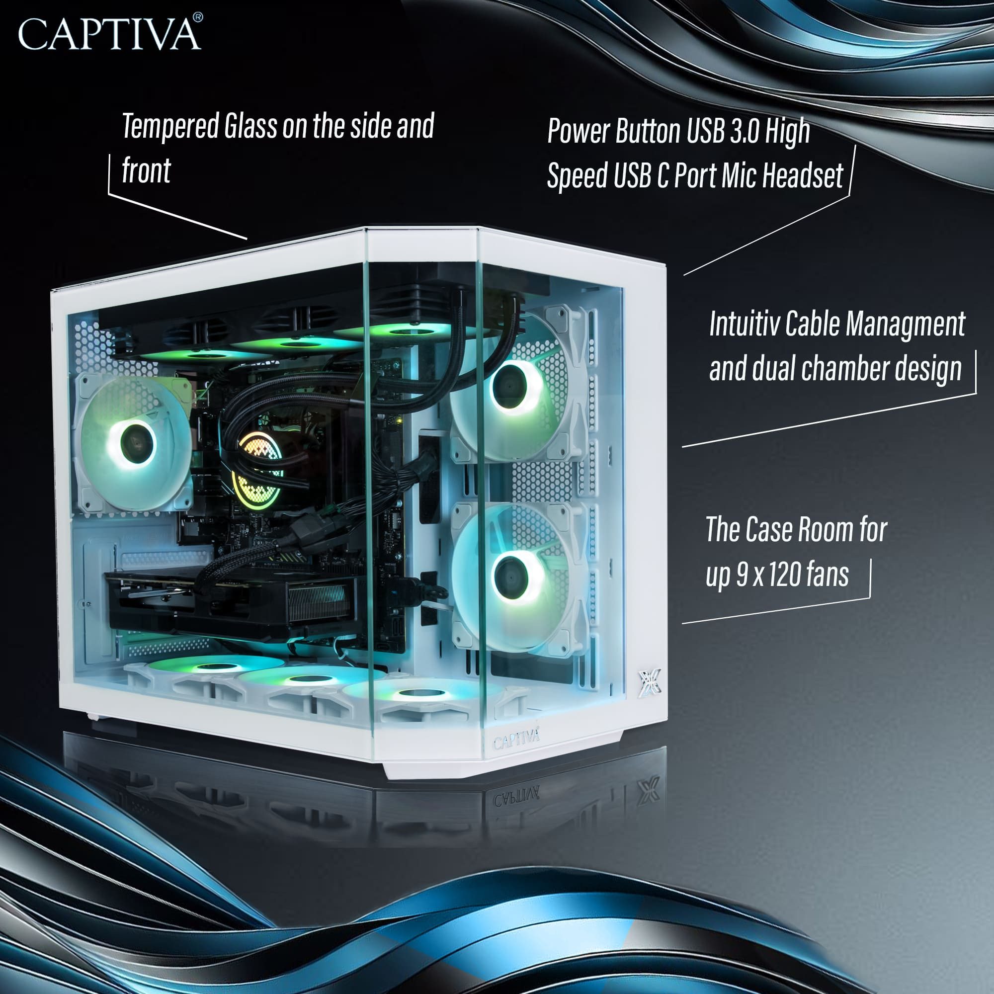 CAPTIVA Advanced Gaming R92-558 PC (AMD Ryzen 7 5700X, GeForce® RTX™ 5060, 32 GB RAM, 1000 GB SSD, Luftkühlung, WLAN, Windows 11 Home)