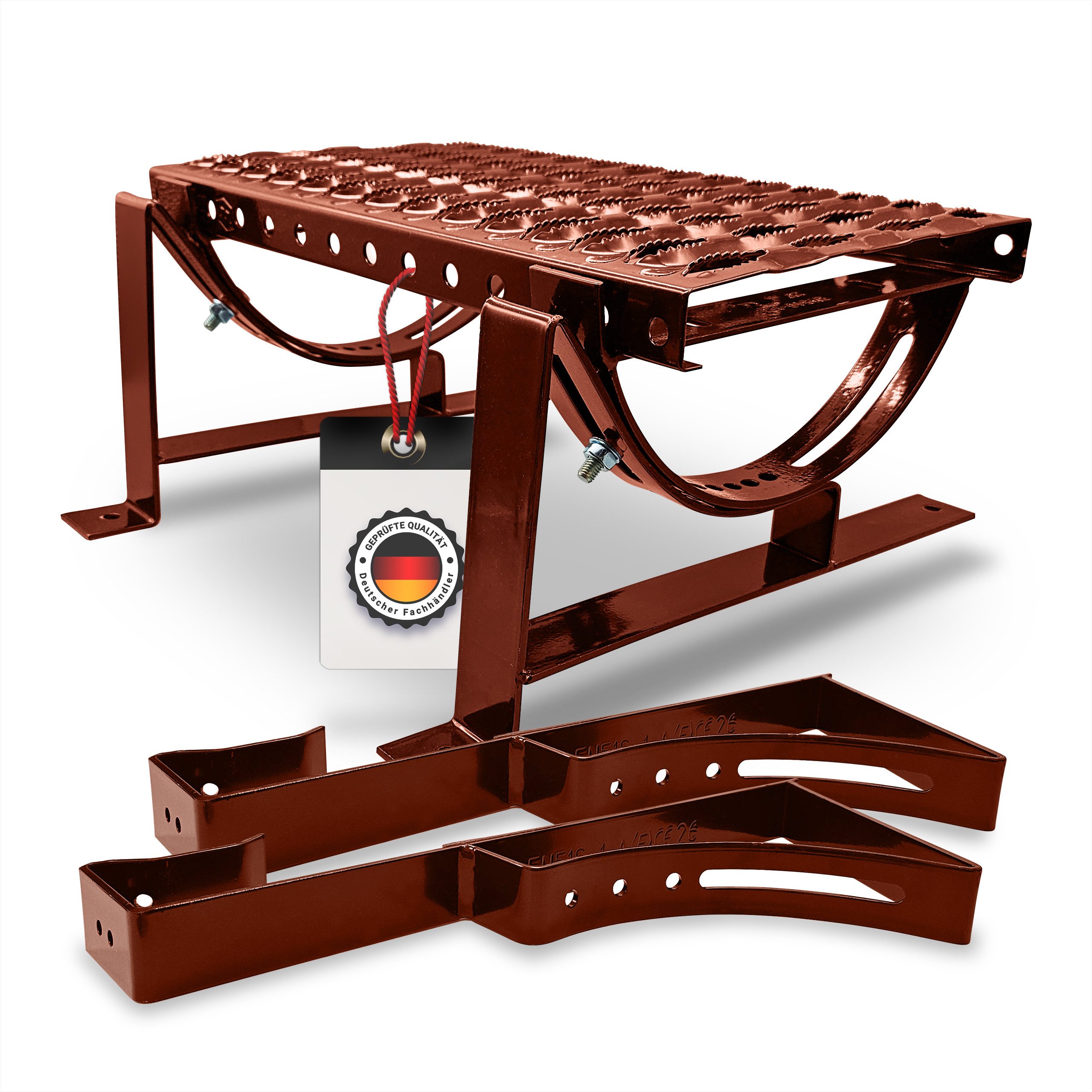 BRAVO Gitterroststufe, Dachtritt-Set 40 cm, Schornsteinfegertritt inkl. Montagematerial, für Ziegel & Metalldachziegel, (Set), EN 516 zertifiziert, Stahl verzinkt & pulverbeschichtet