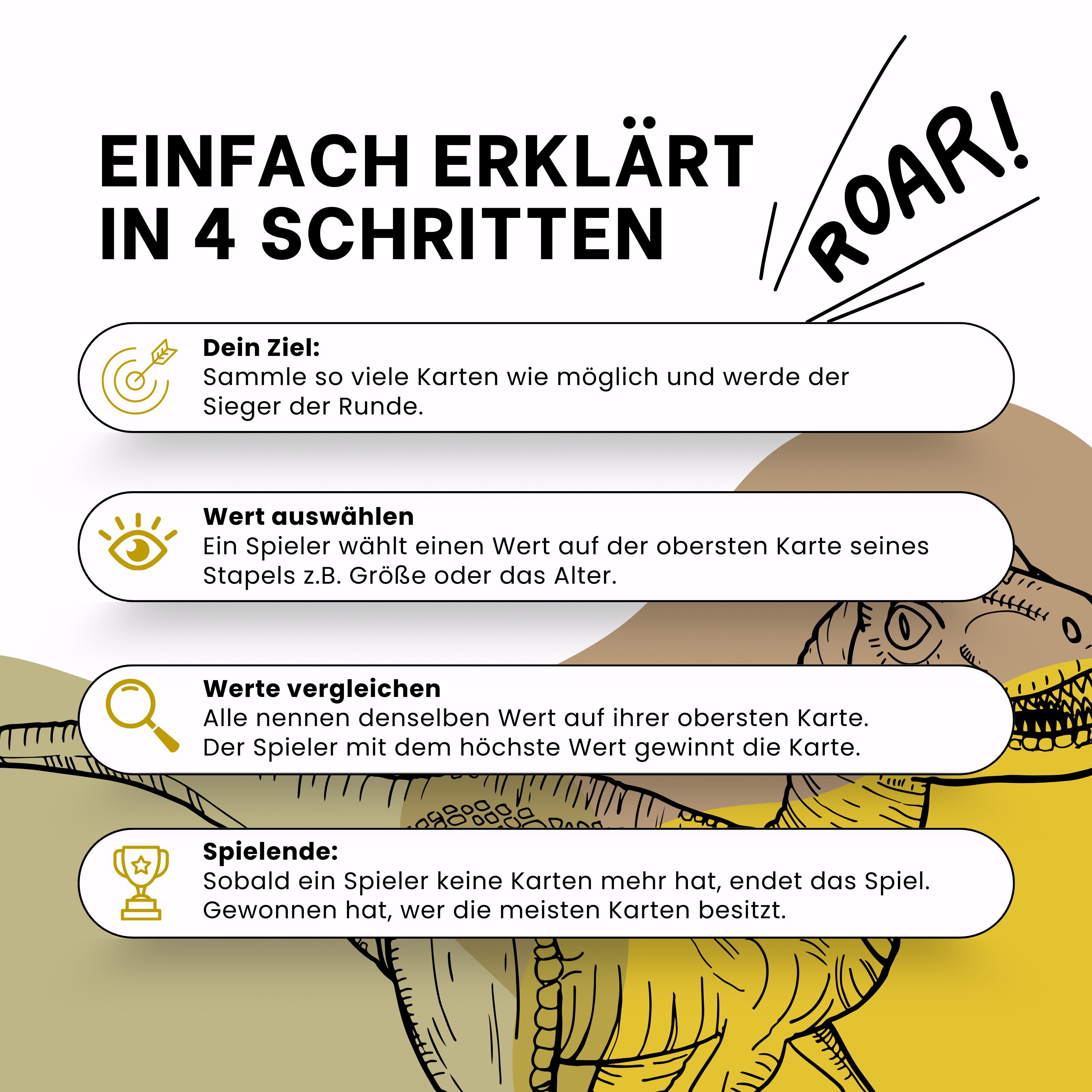 Gomazing Spiel Kartenspiel - Trumpfstars: Welt der Dinosaurier, Kartenspiel, 3 Spiele in einem Set