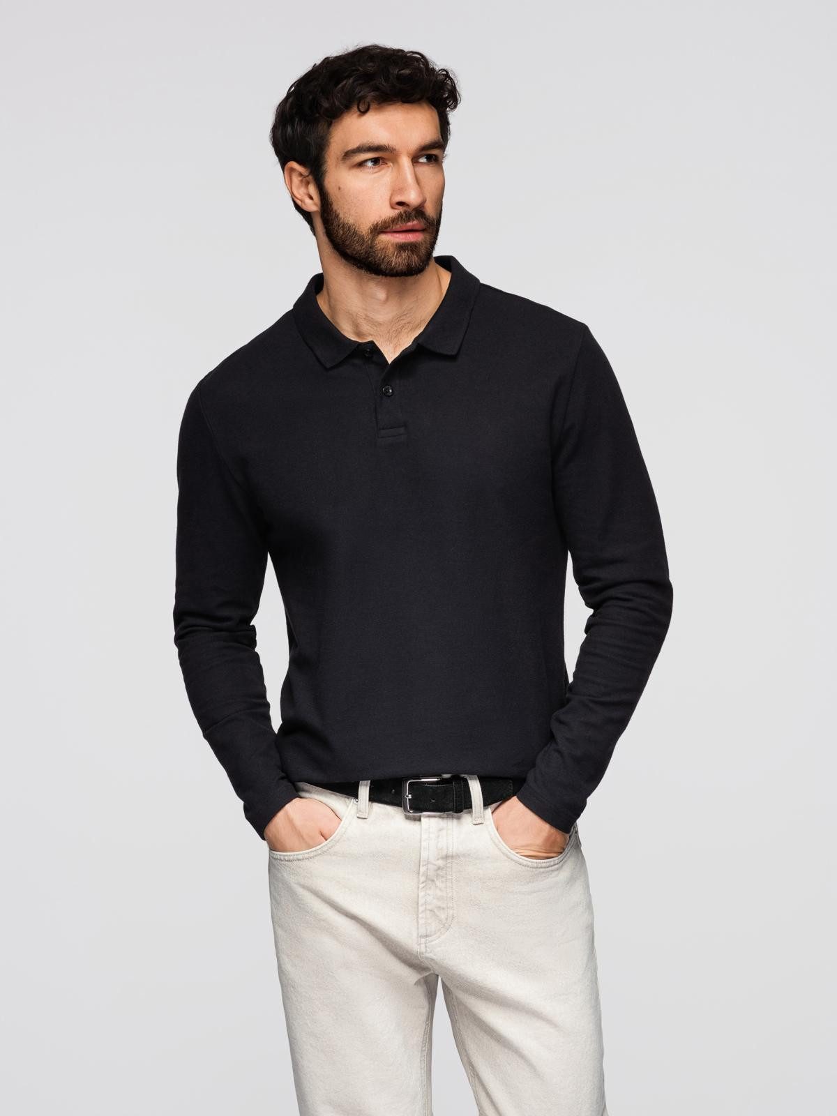 Langarm-Poloshirt Herren-Poloshirt mit langen Ärmeln im Regular Fit