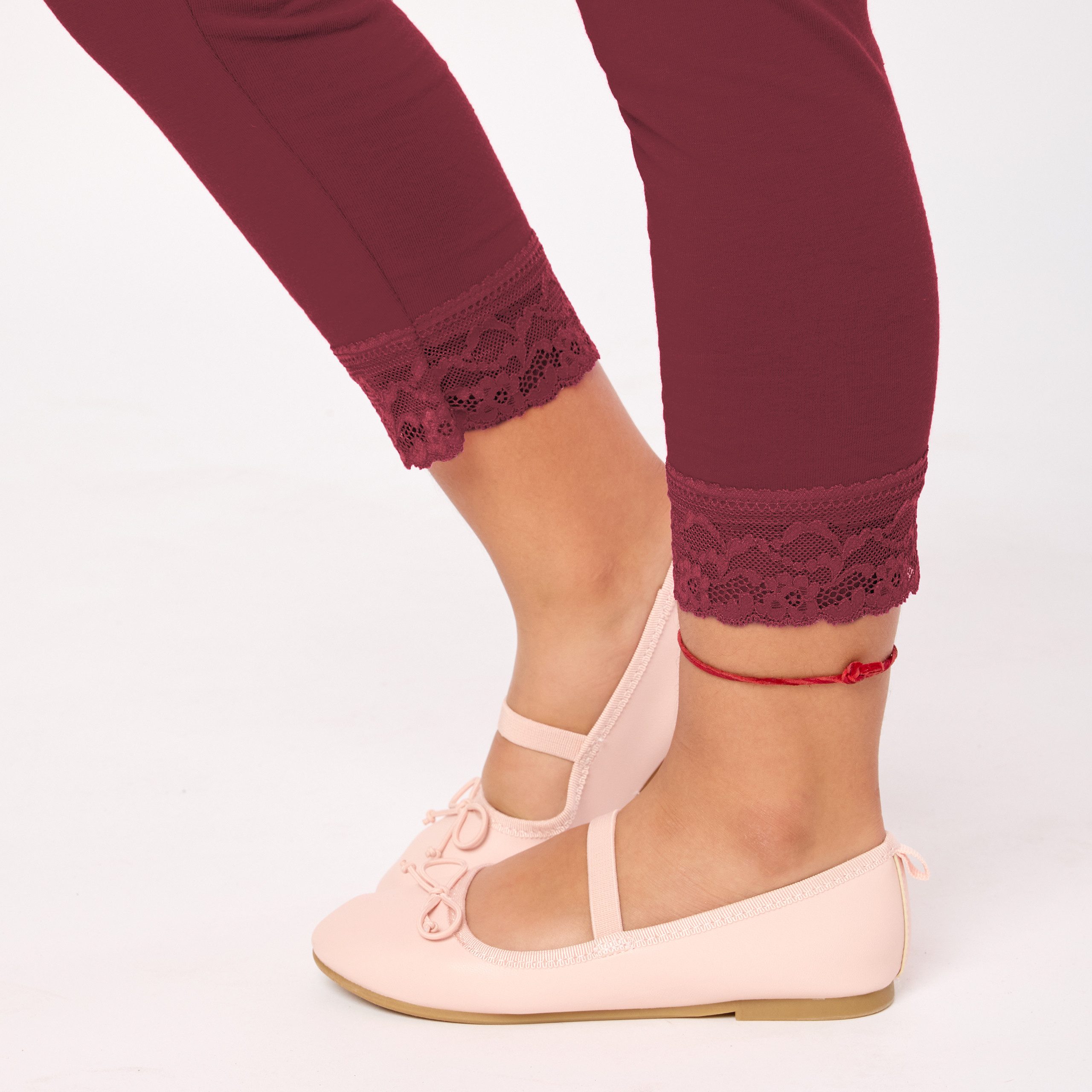 Merry Style Leggings Mädchen 3/4 Capri Leggings aus Baumwolle mit Spitze MS10-228 (1-tlg) elastischer Bund
