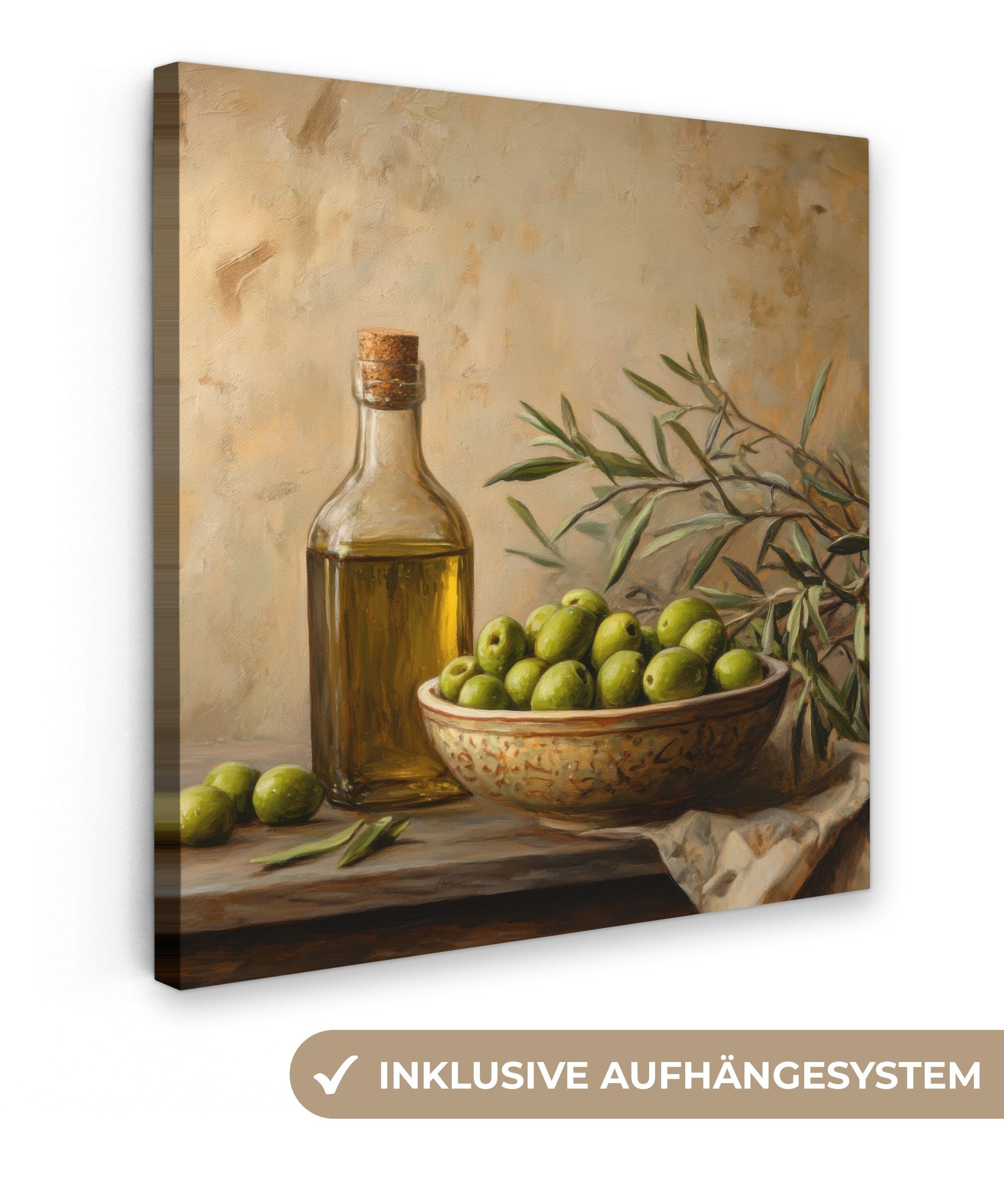 OneMillionCanvasses® Leinwandbild Oliven - Stilleben - Vintage, Fotodruck ( günstig online kaufen