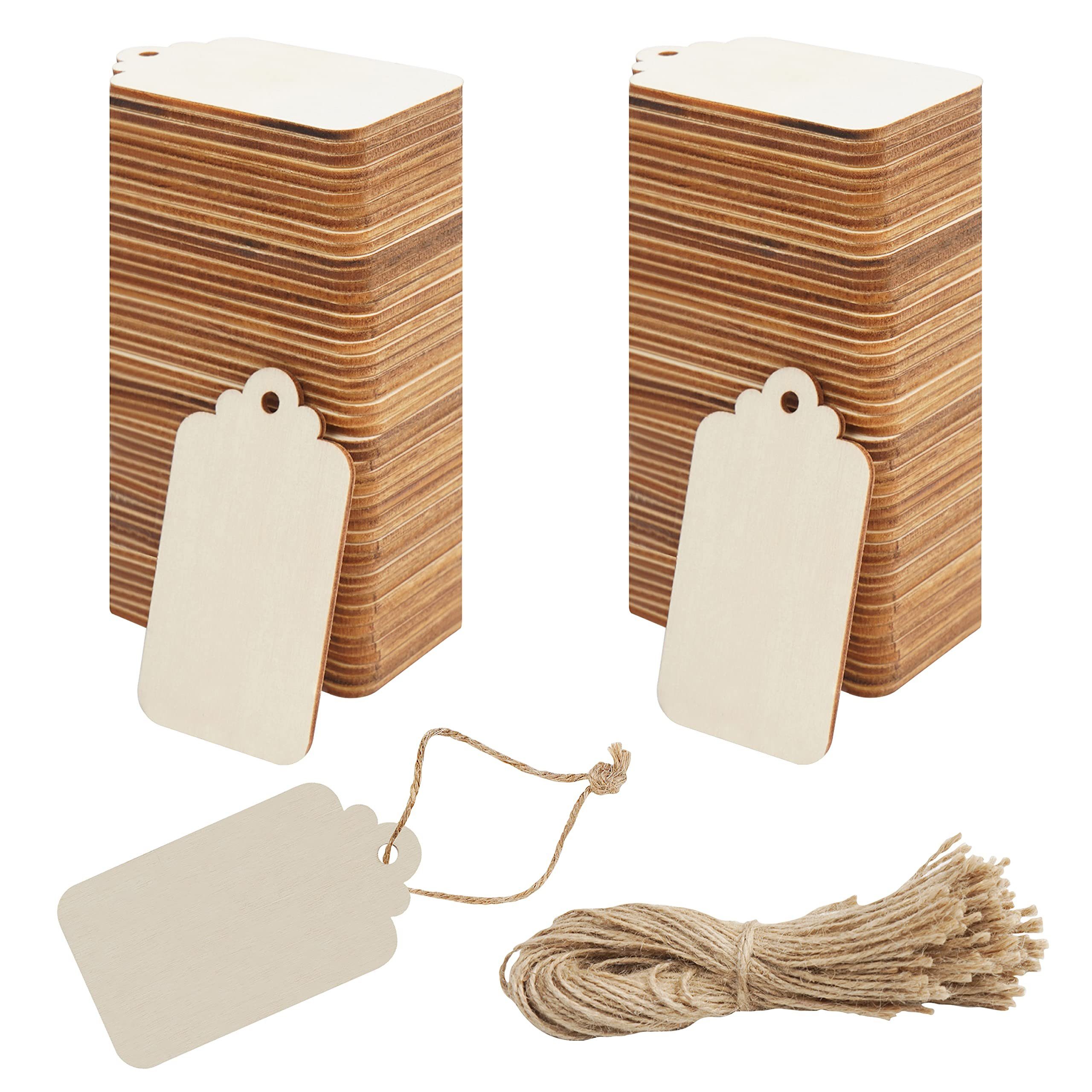 Belle Vous Schlüsselanhänger Holz Anhänger Set - Natur Blanko - 100 Stück, DIY Holz Anhänger - Natur Blanko - 100 Stück