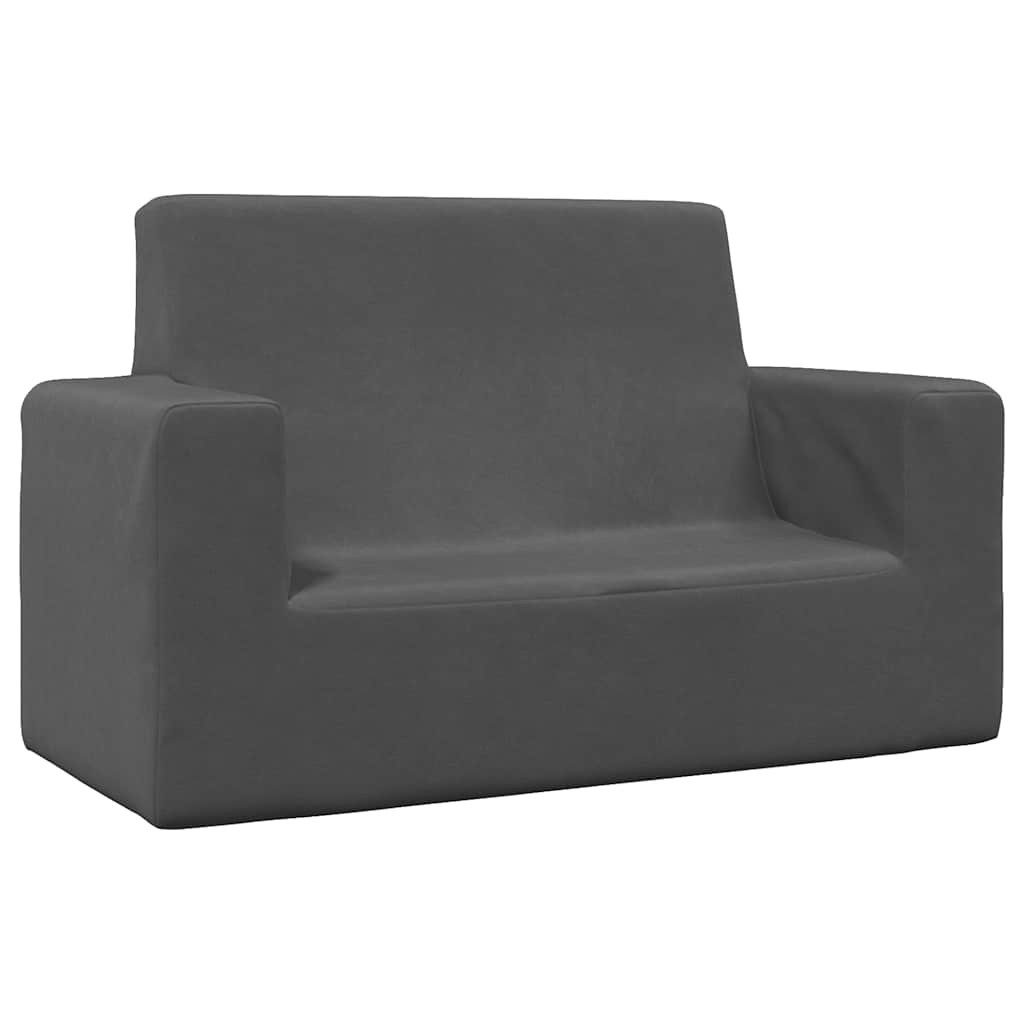 vidaXL Kindersofa, Kindersofa 2-Sitzer Anthrazit Weich Plüsch