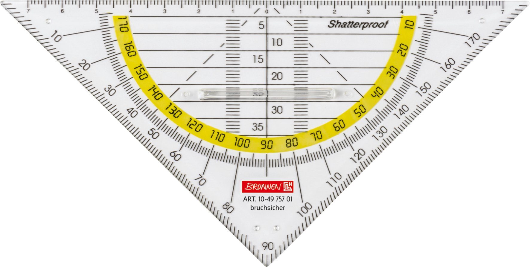 BRUNNEN Zeichenschablone BRUNNEN 104975701 Geometrie-Dreieck 16 cm glasklar