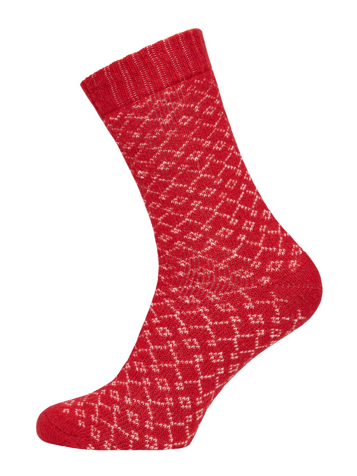 HomeOfSocks Socken Hygge Socken Dick Für Herren & Damen mit Wolle Dicke Socken Hyggelig Warm Mit Hohem 45% Wollanteil In Bunten Design Rot