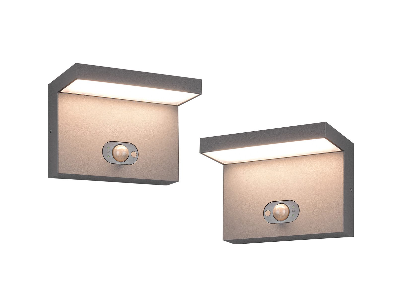 TRIO Leuchten LED Außen-Wandleuchte, Bewegungsmelder, LED fest integriert, Warmweiß, Neutralweiß, 2er Set HYBRID Fassaden-Beleuchtung mit Strom und Solar, Breite 18cm