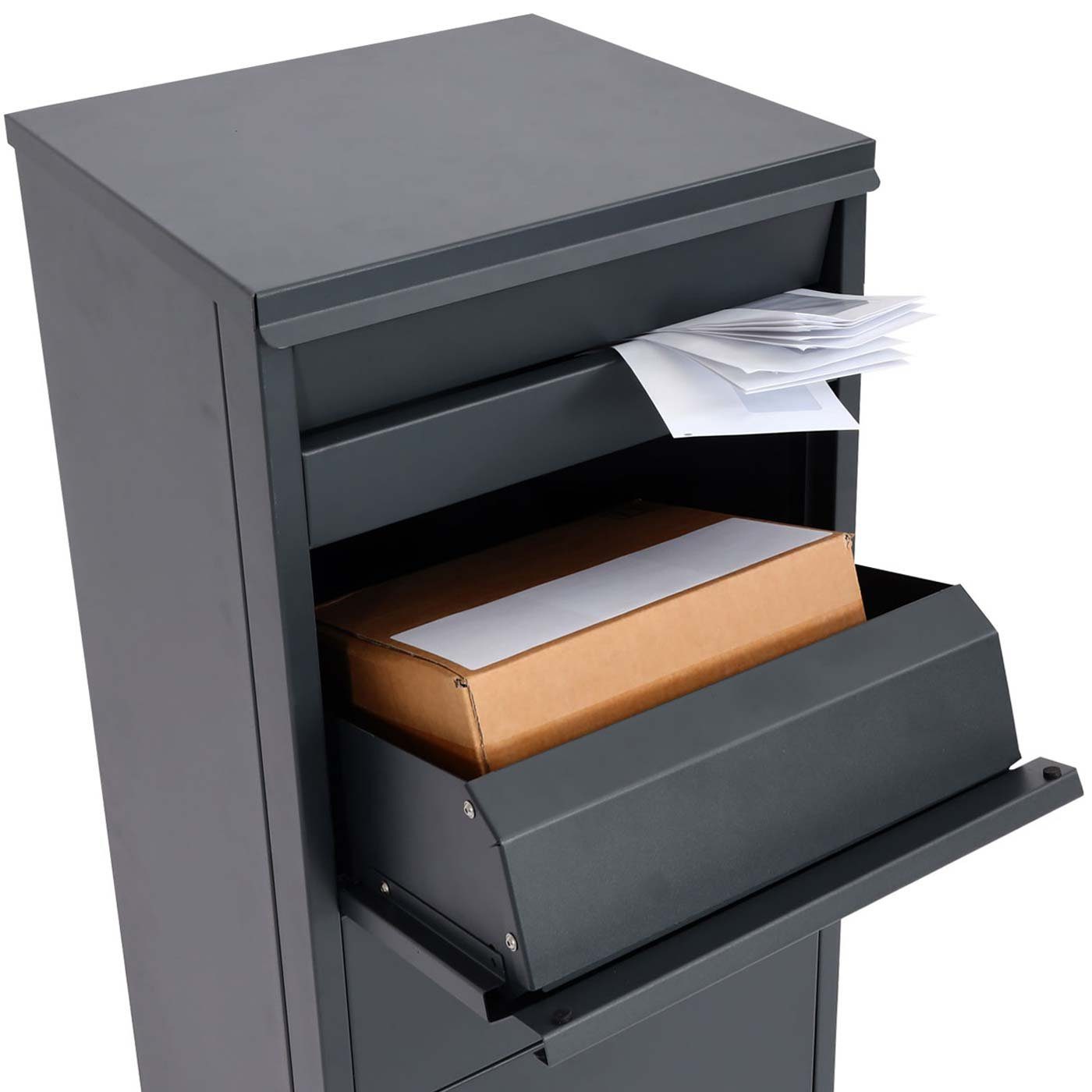 MCW Standbriefkasten MCW-G80, Am Boden fixierbar, Für Briefe und mittlere Pakete, Abschließbar