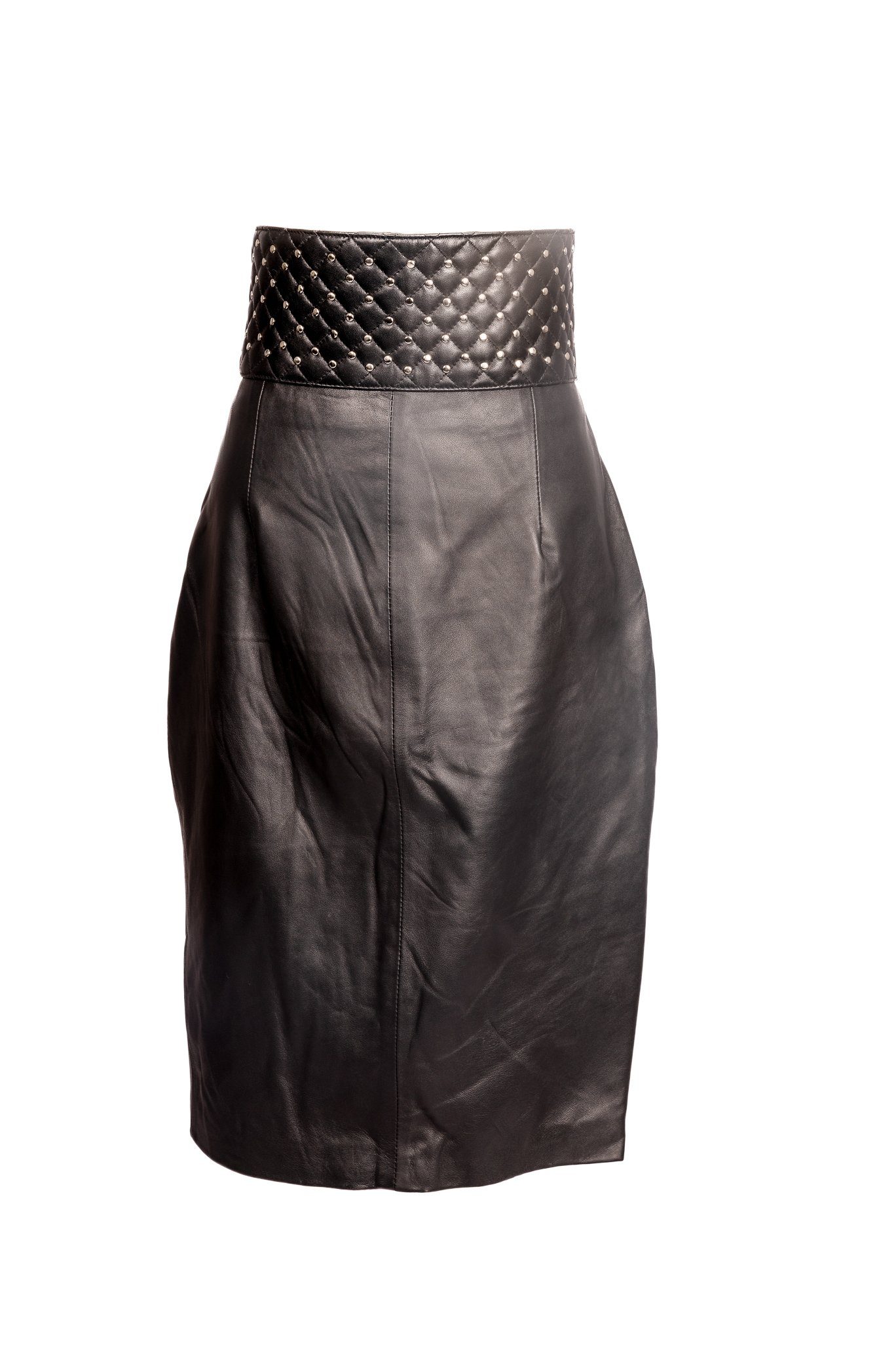 Be Noble Lederrock Roma Nieten, hohe Taille