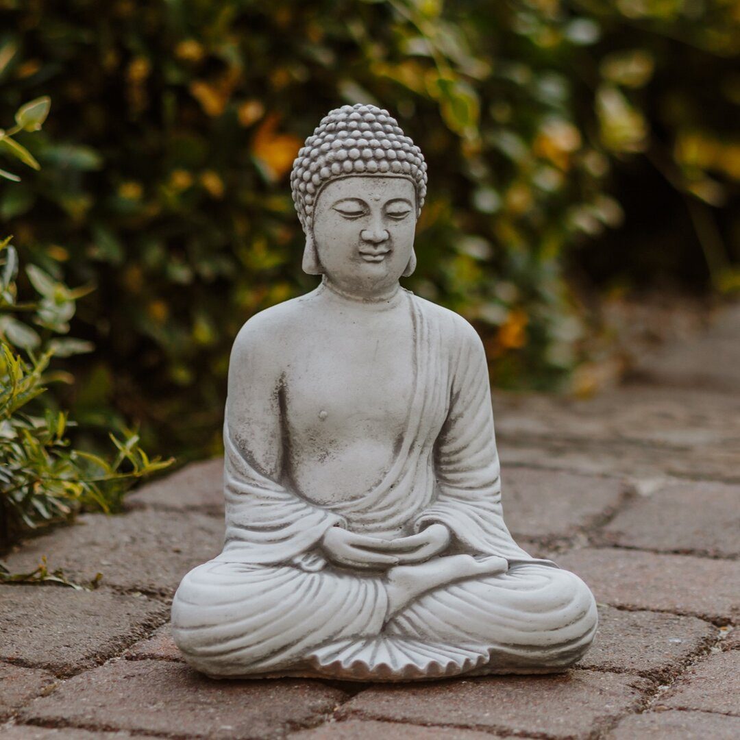 gartendekoparadies.de Gartenfigur Buddha in tiefer Meditation, Steinfigur, H. 30 cm, 6 kg, Frostsicher