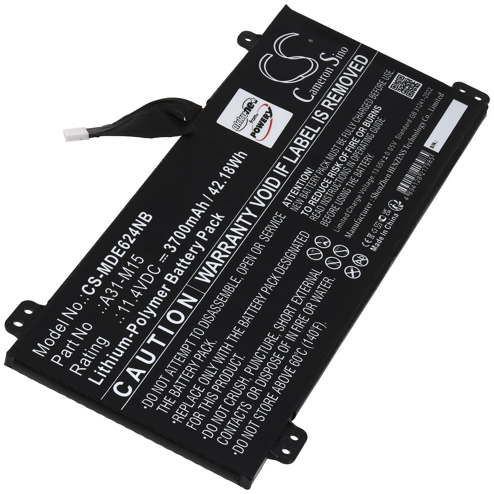 Powery Akku für Medion Akoya E6245 Laptop-Akku 3700 mAh (11.4 V)