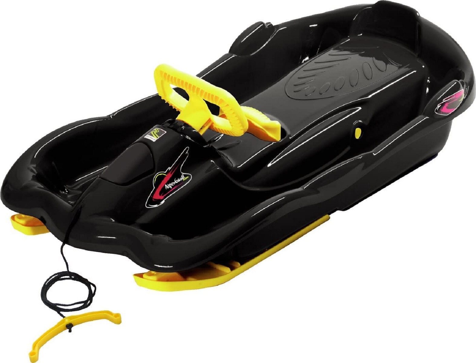 Lenkschlitten AlpenGaudi Unisex Jugend Bob Space Schlitten, SCHWARZ, One Size
