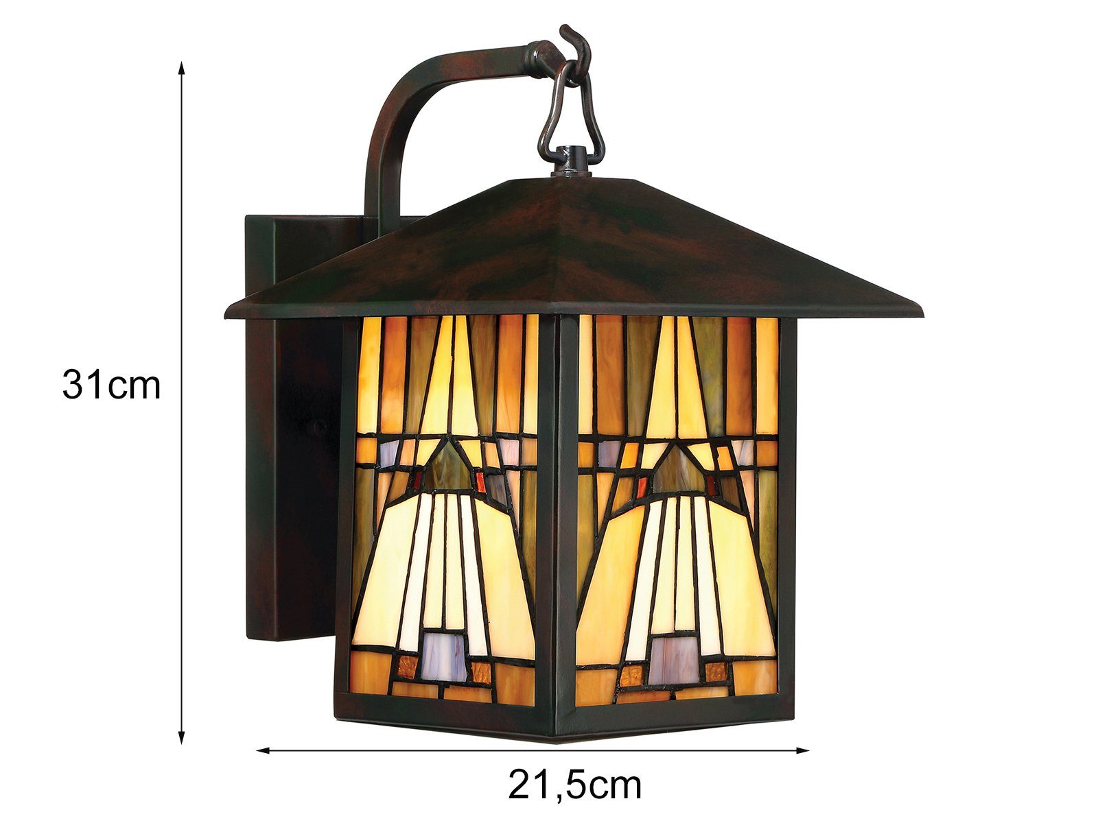 Höhe Lampe 31cm Tiffany Landhaus-stil LED meineWunschleuchte Außen-Wandleuchte, wechselbar, Fassaden-beleuchtung Hauswand, LED warmweiß,