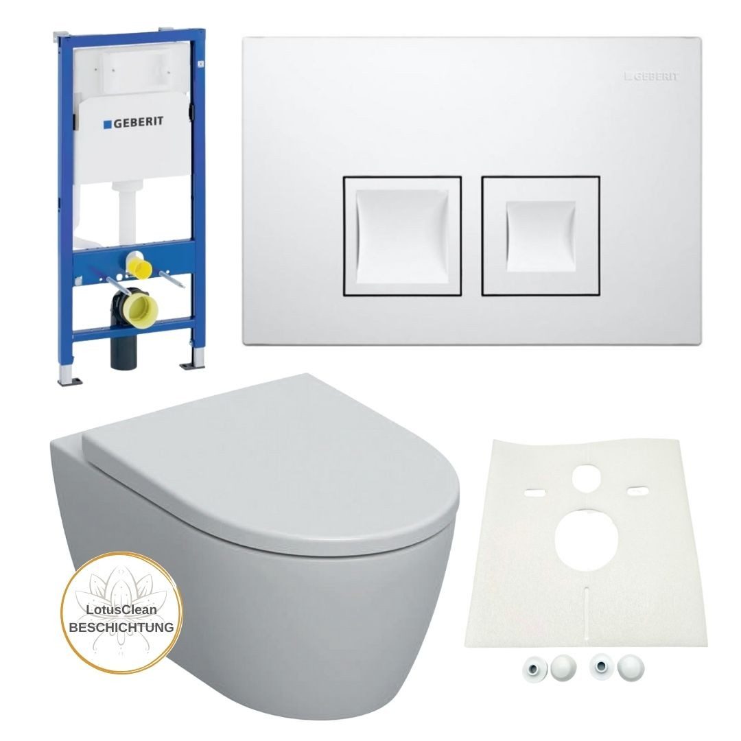 Vorwandelement WC Geberit Spülkasten Icon WC spülrandlos beschichtet