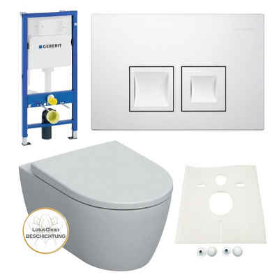 GEBERIT Vorwandelement WC Geberit Spülkasten Icon WC spülrandlos beschichtet, Spar-Set