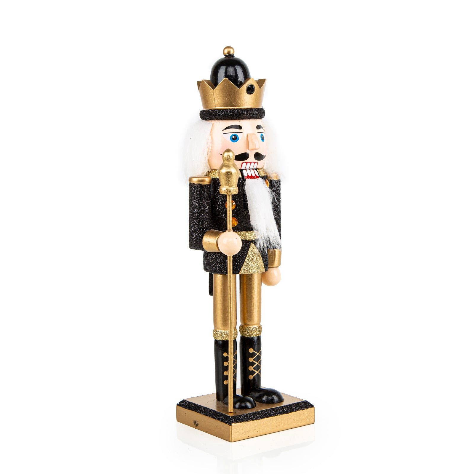 Dekofigur Nussknacker Figur schwarz gold aus Holz 26 cm Weihnachten Deko