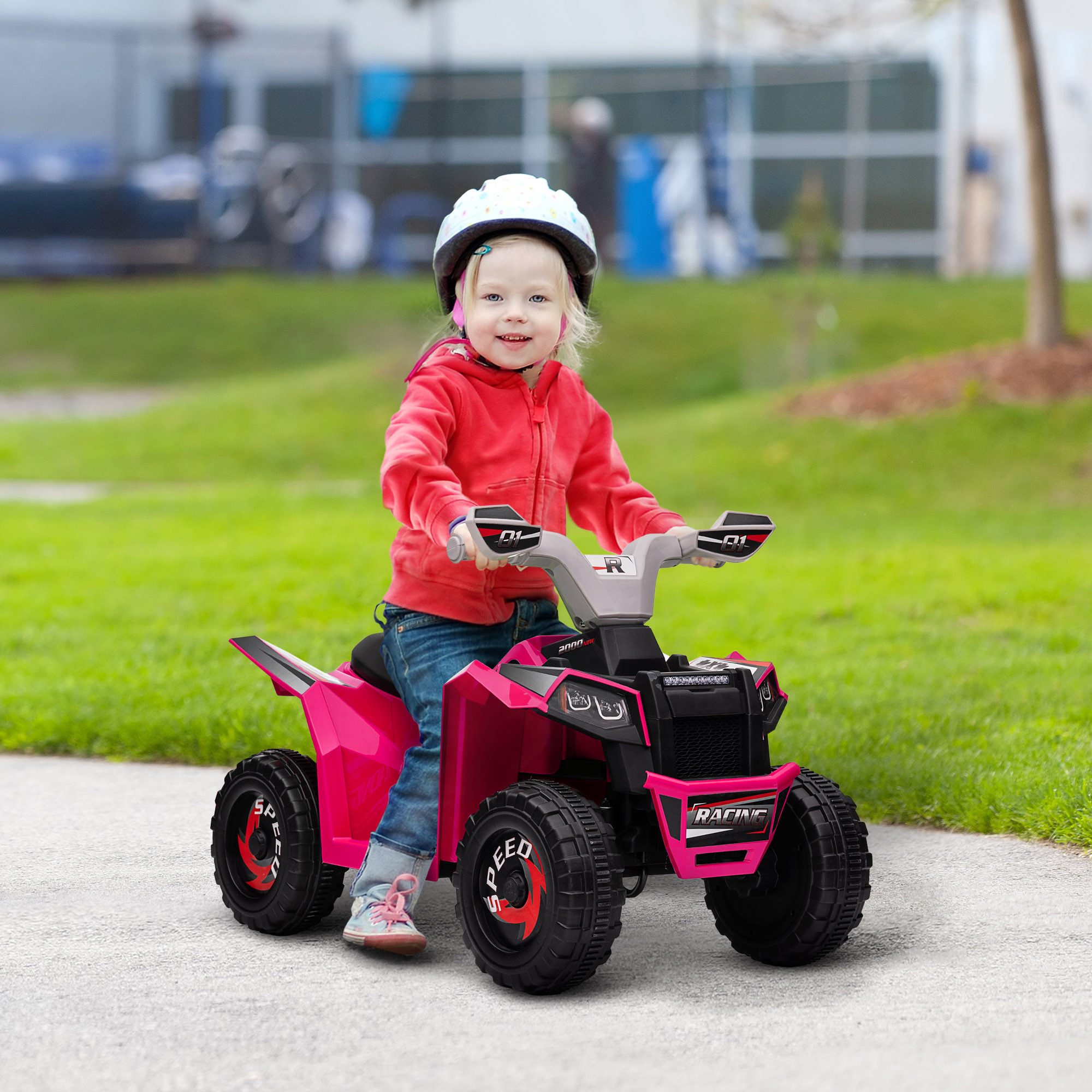 HOMCOM Elektro-Kinderquad Kinderauto, Elektrofahrzeug mit Vorwärts- & Rückwärtsgang, Belastbarkeit 25 kg, (1-tlg), für Kinder von 18 Monaten bis 36 Monaten, Rosa