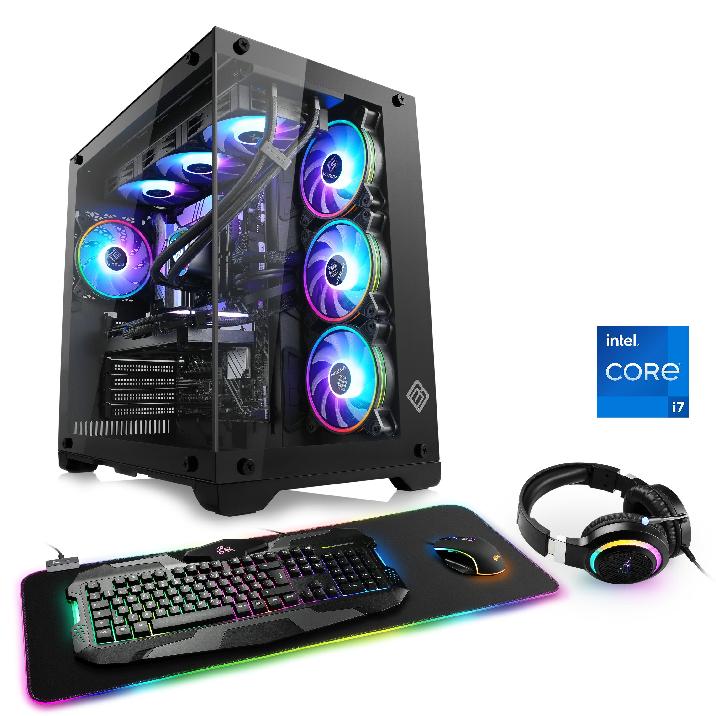 CSL Aqueon C77241 Advanced Edition Gaming-PC (Intel® Core i7 13700KF, GeForce RTX 4060Ti, 64 GB RAM, 2000 GB SSD, Wasserkühlung)