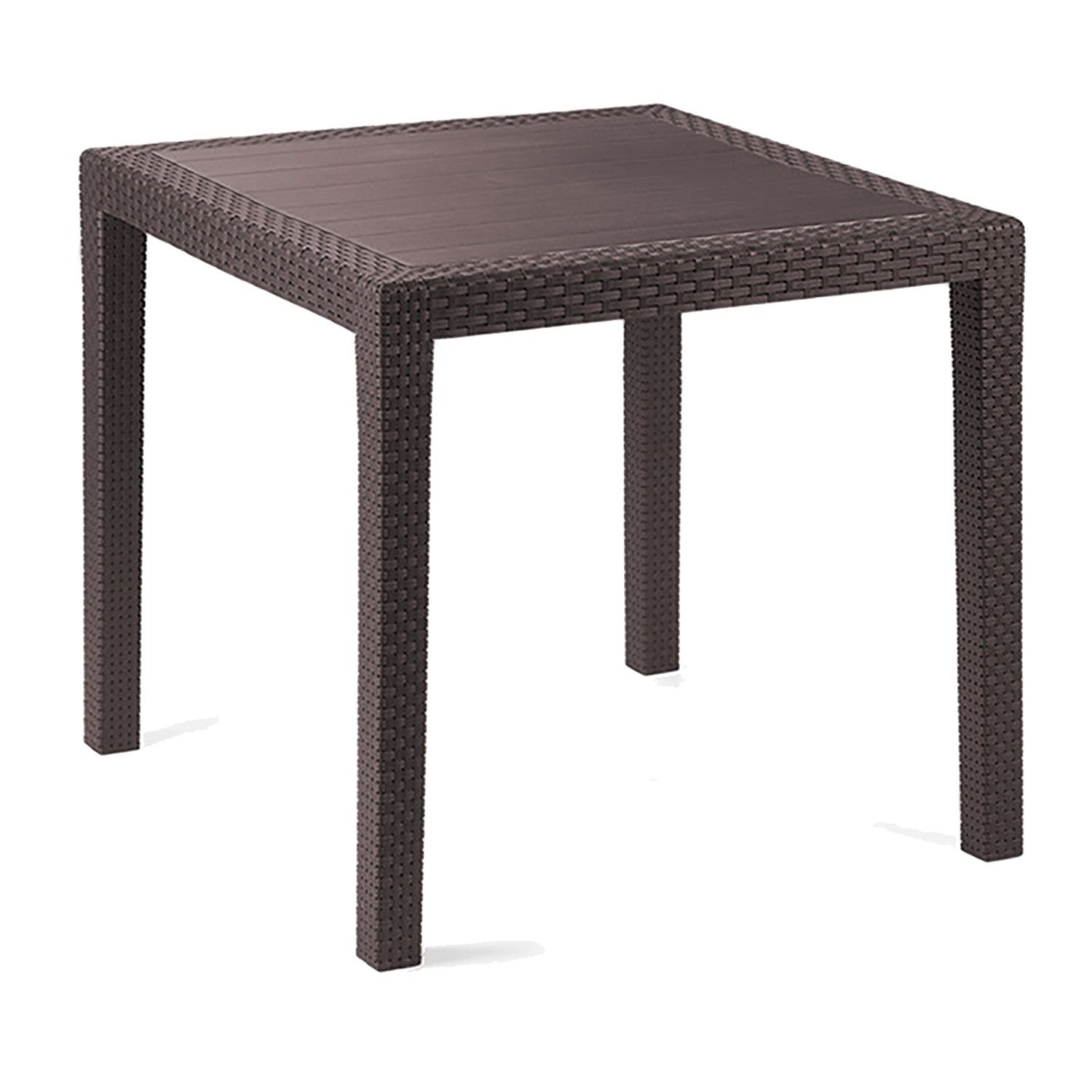Mojawo Küchentisch Gartentisch Tisch Terrassentisch Eckig Mokka 79x79x72cm Rattan-Optik