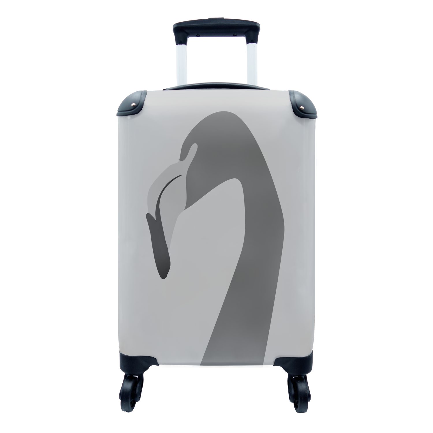 MuchoWow Handgepäckkoffer Flamingo - Schwarz mit Ferien, 4 Trolley, Rollen, Weiß, Reisetasche rollen, - für Reisekoffer Handgepäck