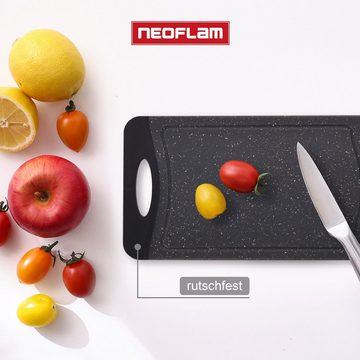 NEOFLAM® Schneidebrett Flutto Antibakterielles Frühstücksbrettchen Set 4tlg. - Granit/Schwarz, Kunststoff (PP), (4-St)