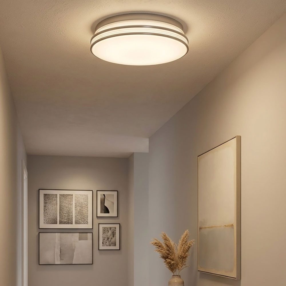 Esto LED Deckenleuchte, LED-Leuchtmittel fest verbaut, Warmweiß, Deckenleuchte Deckenlampe LED Wohnzimmerleuchte weiß rund D 29,3 cm