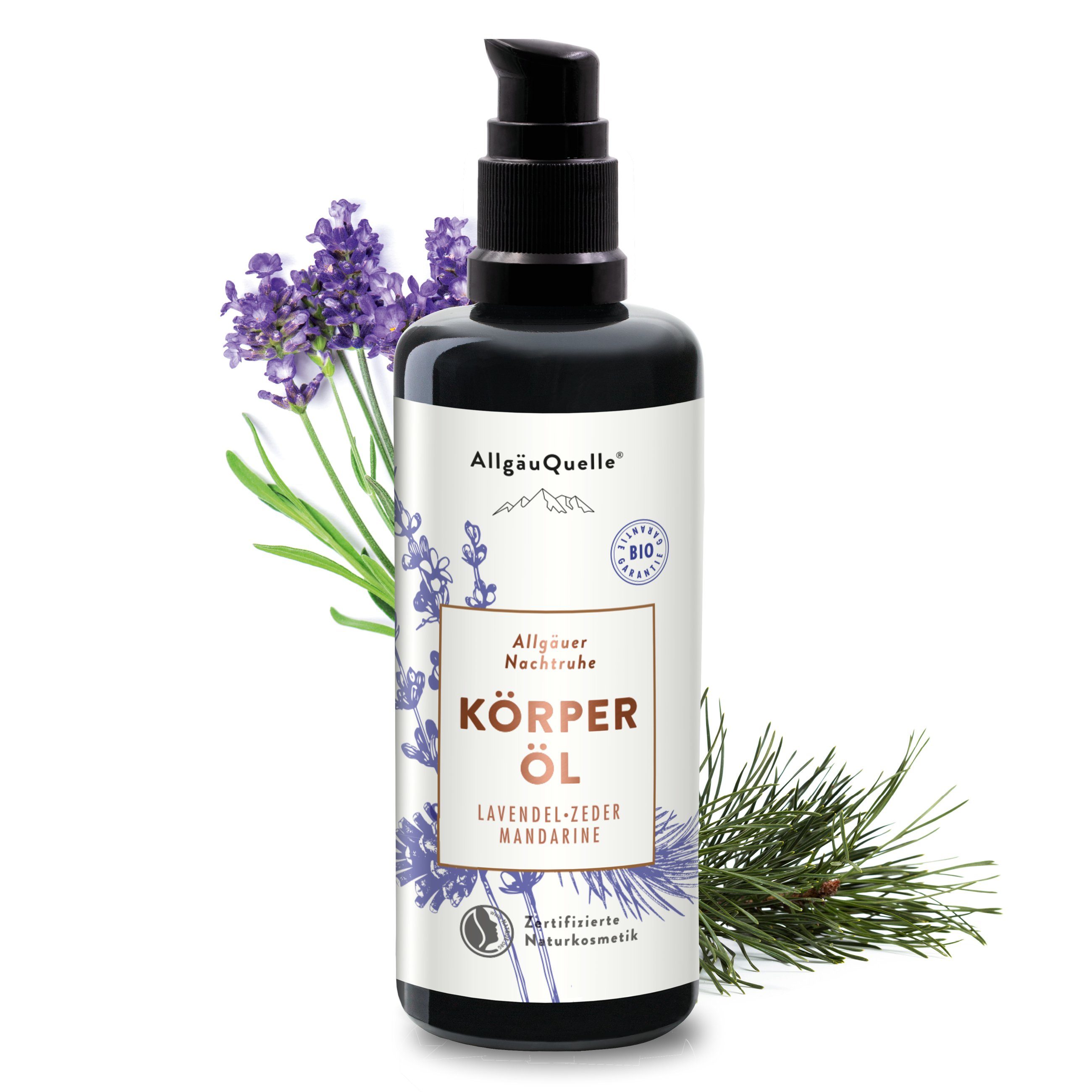 Bio Lavendel, und Allgäuer Mandarine Zeder Nachtruhe Pflegeöl, mit Allgäuquelle Körperöl Körperöl