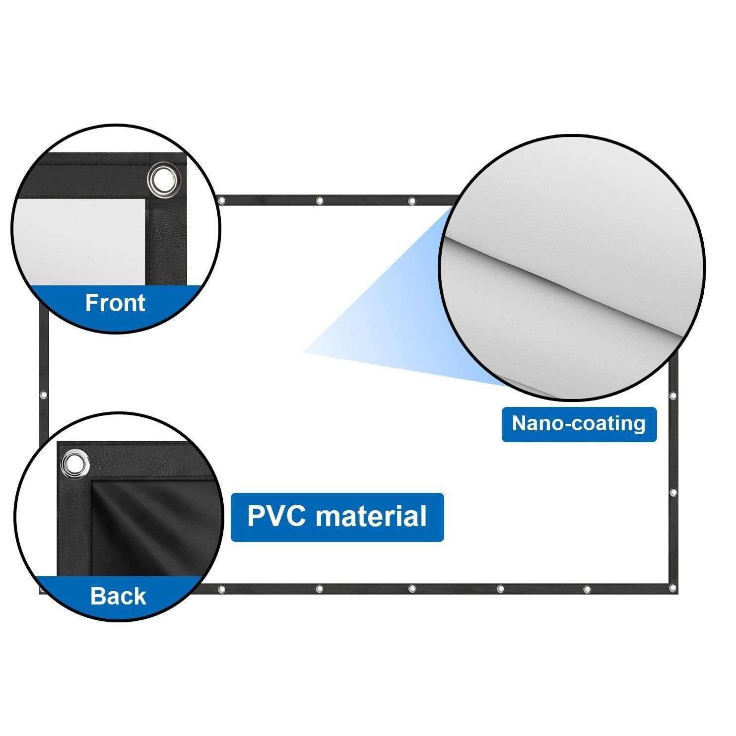 LA VAGUE LV-STA100FP PRO Screen 16/9 100 Zoll Weiß/Schwarz Faltrahmenleinwand (Leinwand für Frontprojektion, 16:9 100 Zoll)