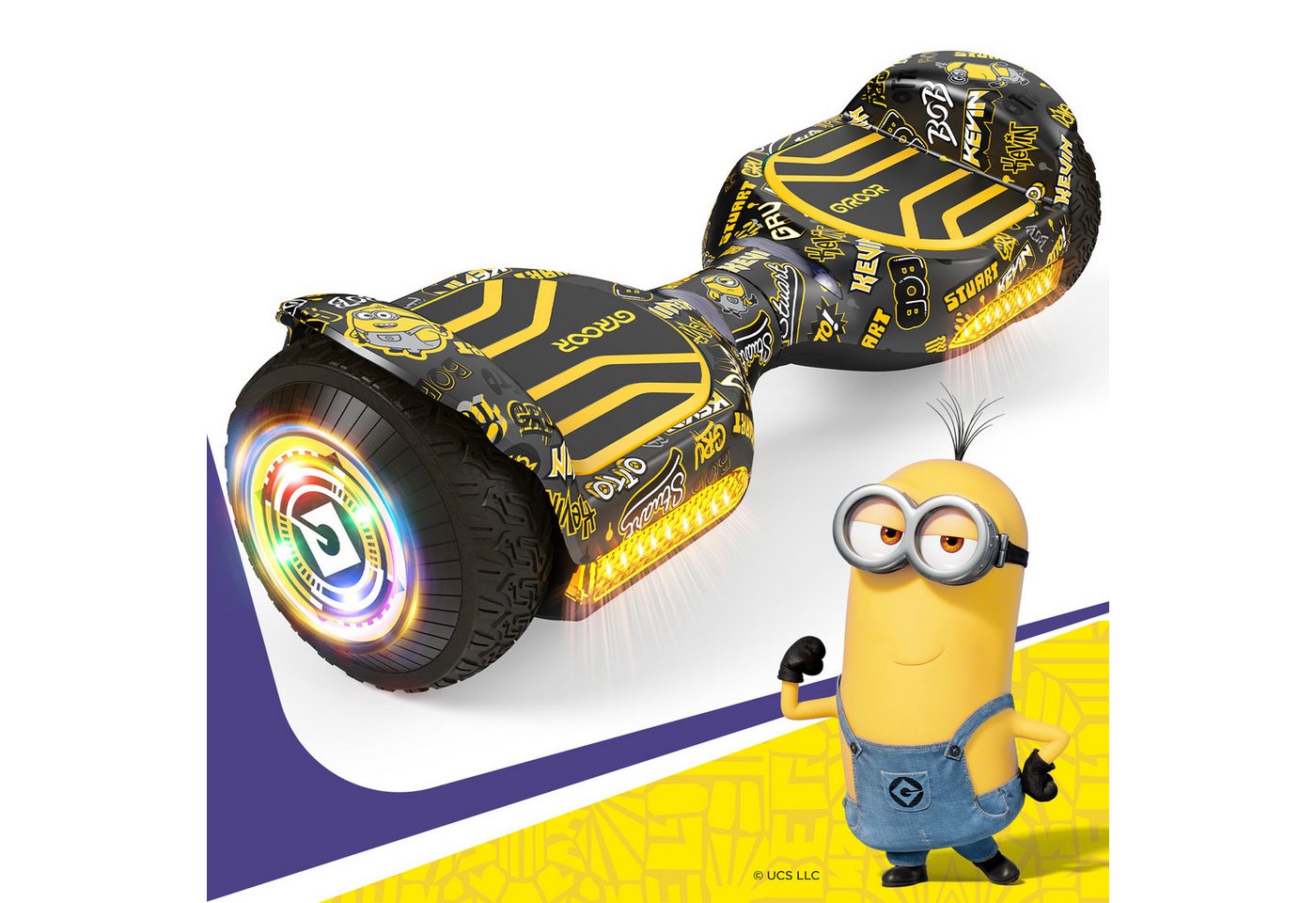 Gyroor Balance Scooter JD6, 6,5 Zoll Dual-Motor Minions Hoverboard mit Rundum-LED-Licht, (1 tlg), Bluetooth 500 W, 12.00 km/h, 15° Steigung, Für Kinder und Erwachsene