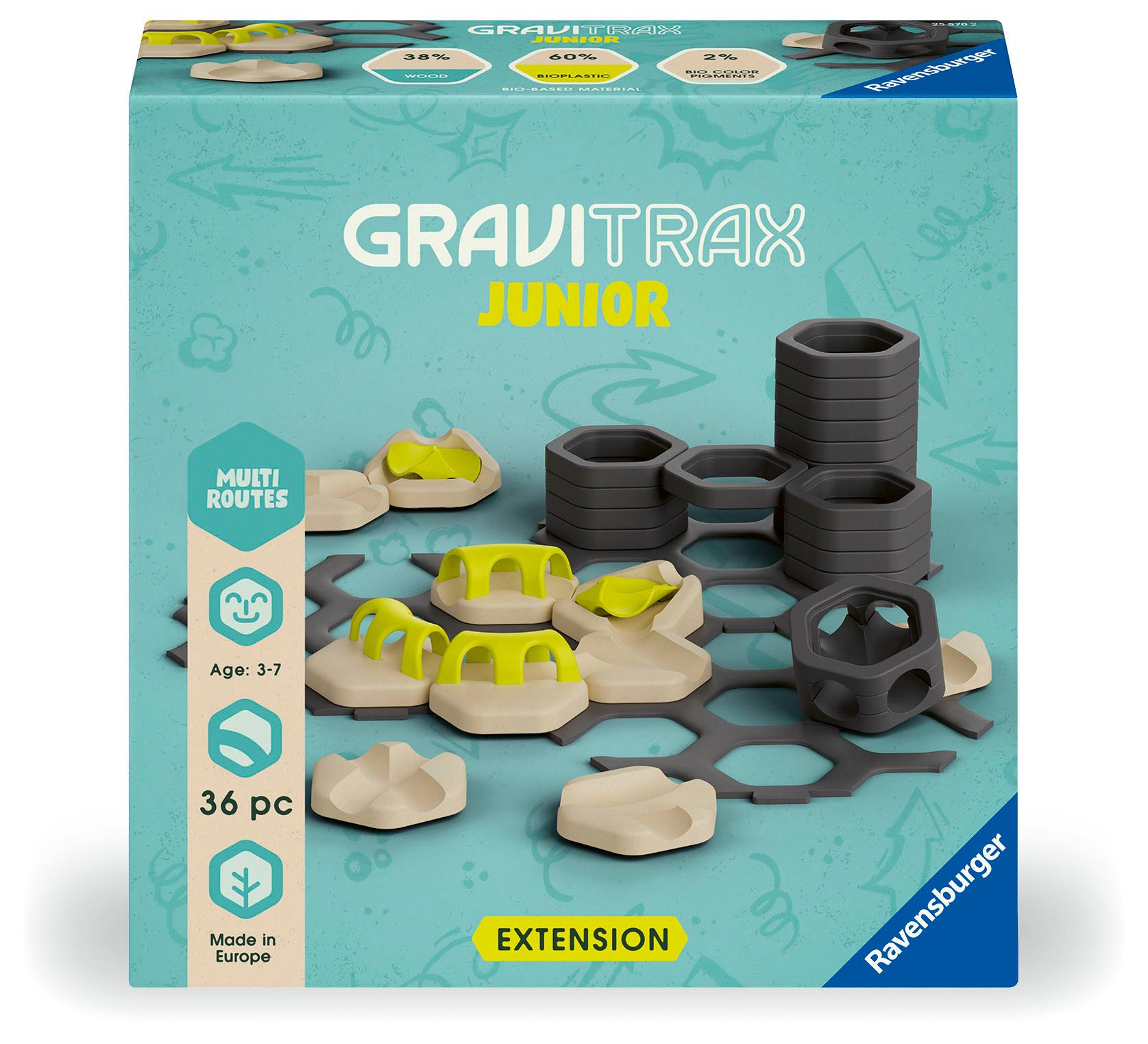 Ravensburger Kugelbahn-Bausatz GraviTrax Junior, Extension Multi Routes, Made in Europe