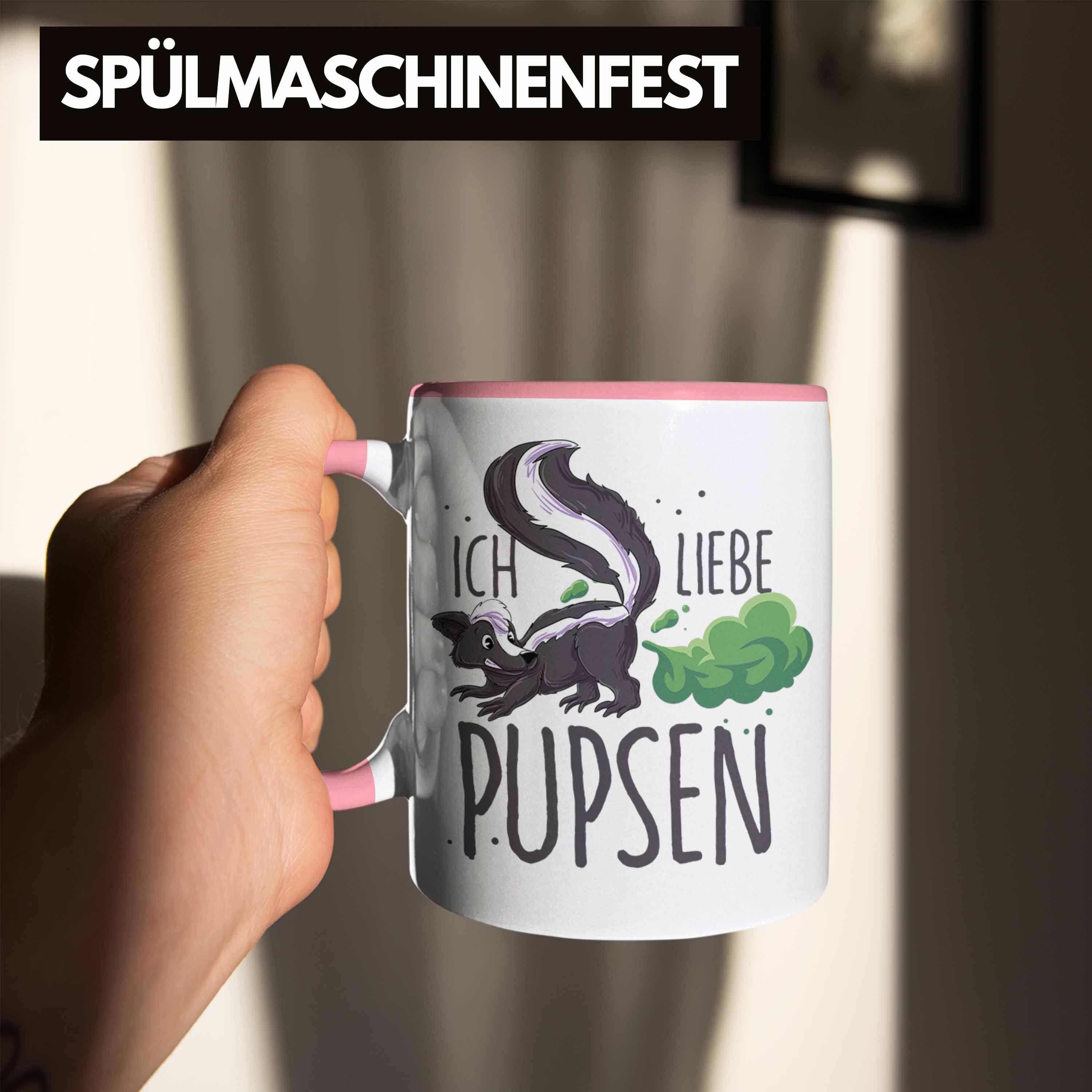 Trendation Tasse Lustige Tasse Stinktier-Motiv Rosa liebe Pupsen" Geschenkidee "Ich mit Gebu