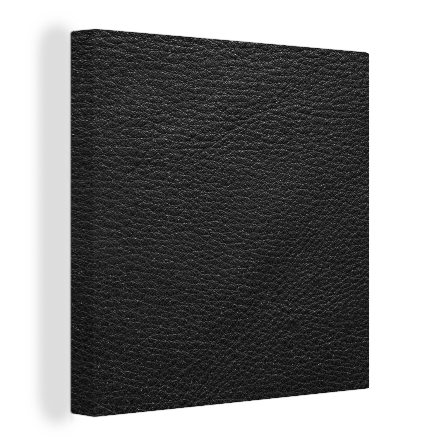 OneMillionCanvasses® Leinwandbild Leder - Lederoptik - Schwarz - Grau, (1 St), Leinwand Bilder für Wohnzimmer Schlafzimmer bunt