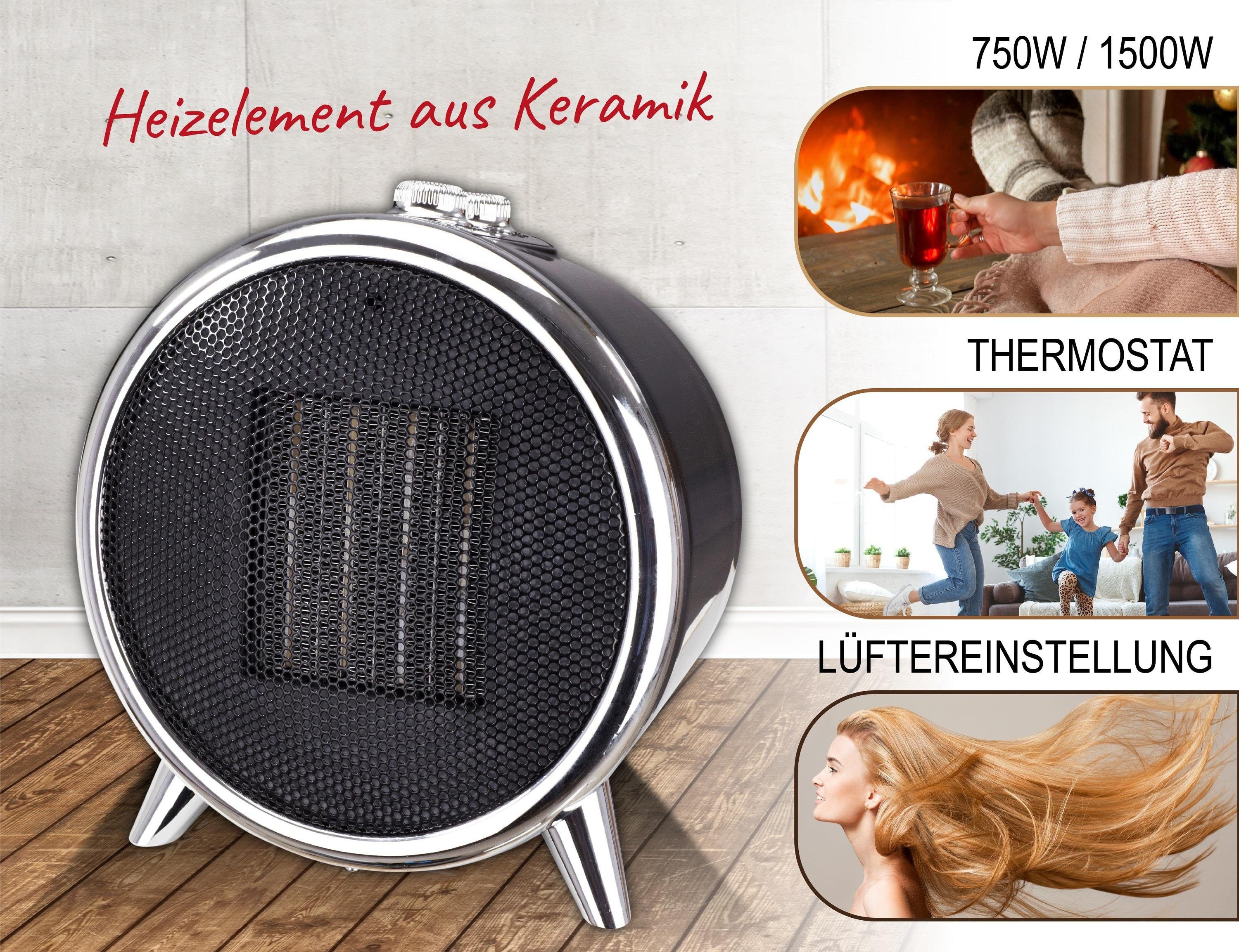 Adler Keramikheizlüfter AD-7742, 2000 W, 3 einstellbare Stufen,Umkippschutz,Thermostat,Kaltluftfunktion
