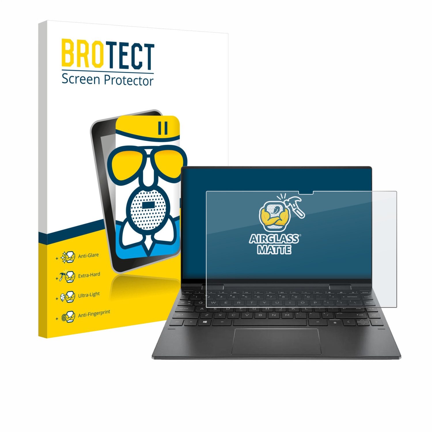 BROTECT Displayschutzglas Folie für HP Envy x360 Convertible 13", Schutzfolie Glas Panzer Display Schutz matt