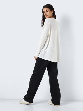 Noisy may Longpullover Lockeres Langarm Basic Shirt NMMATHILDE 5439 in Weiß