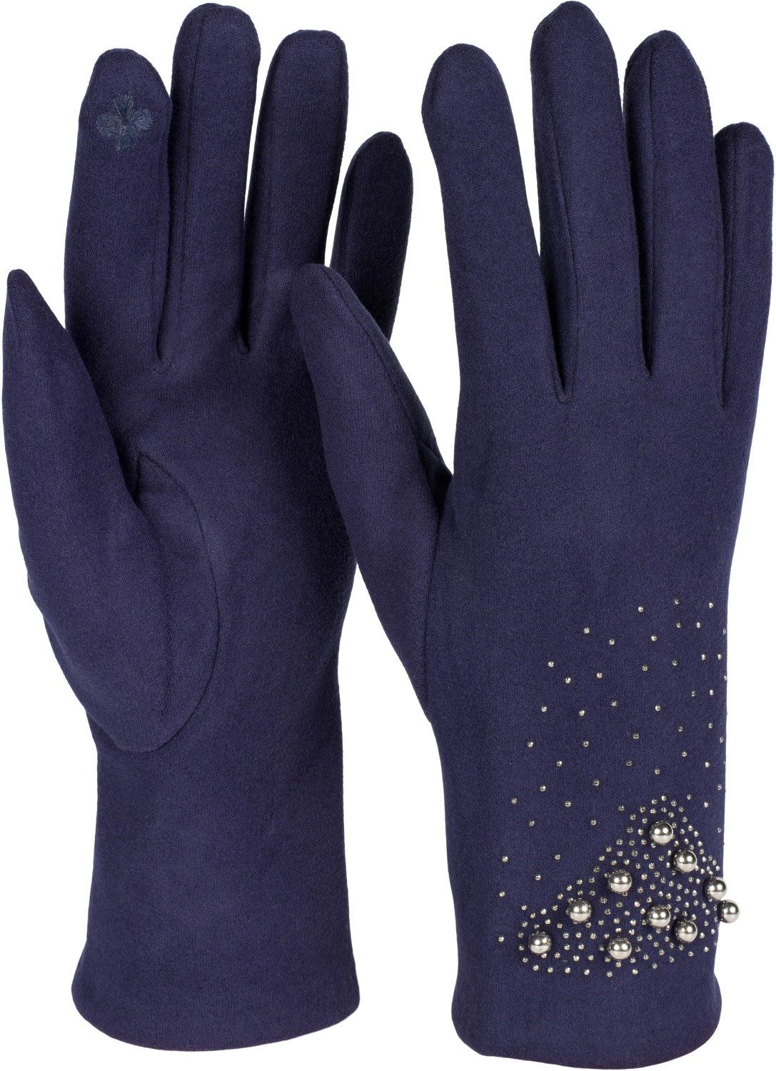 Fleecehandschuhe Touchscreen Handschuhe mit Strass und Perlen