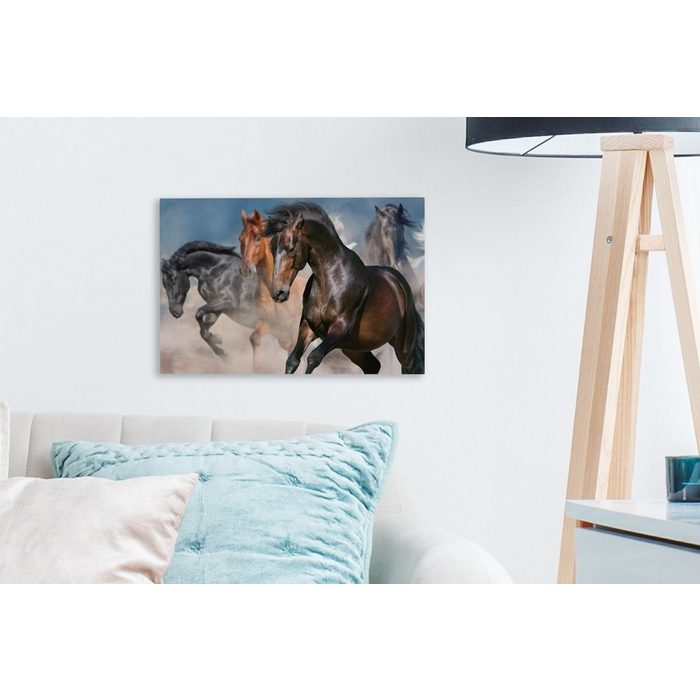 OneMillionCanvasses® Leinwandbild Pferde - Stoff - Wüste (1 St) Wandbild Leinwandbilder Aufhängefertig Wanddeko SY12541