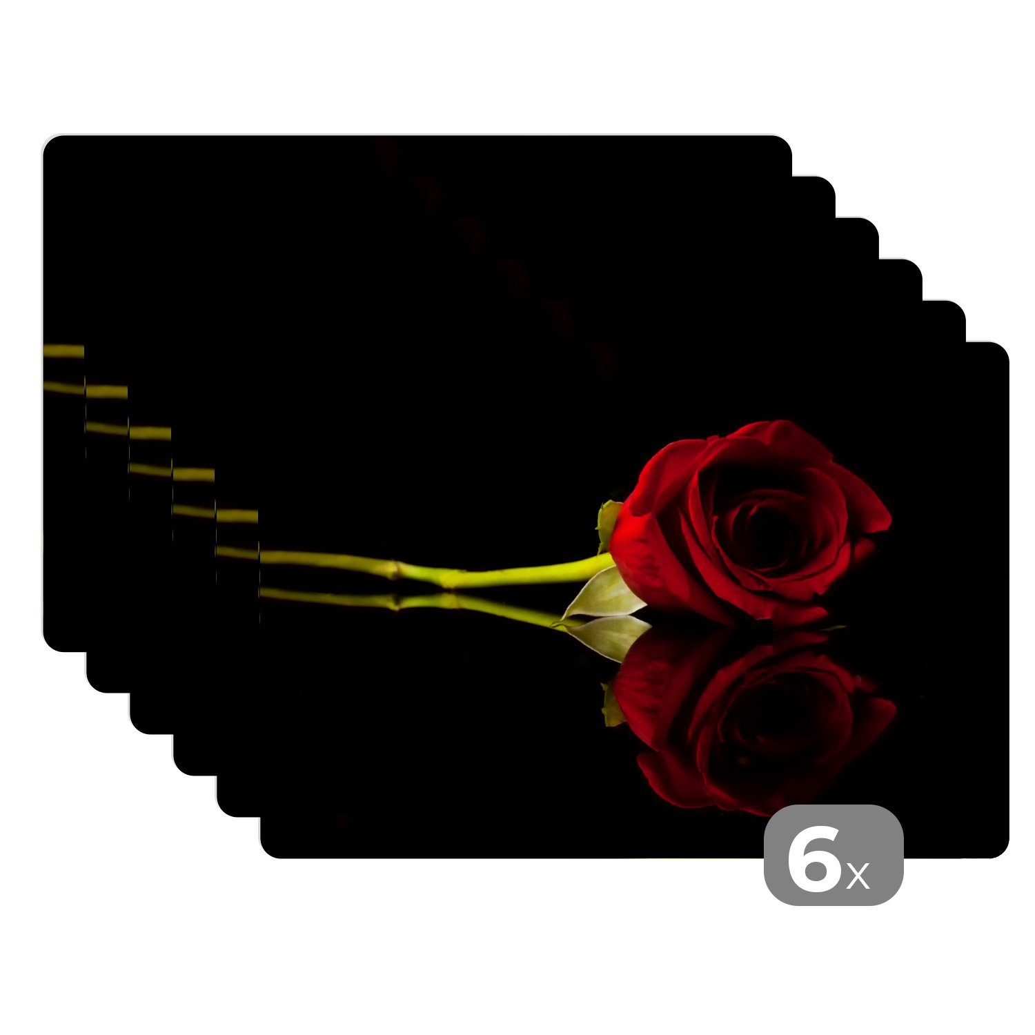 Platzset Rosen - Schwarz - Rot