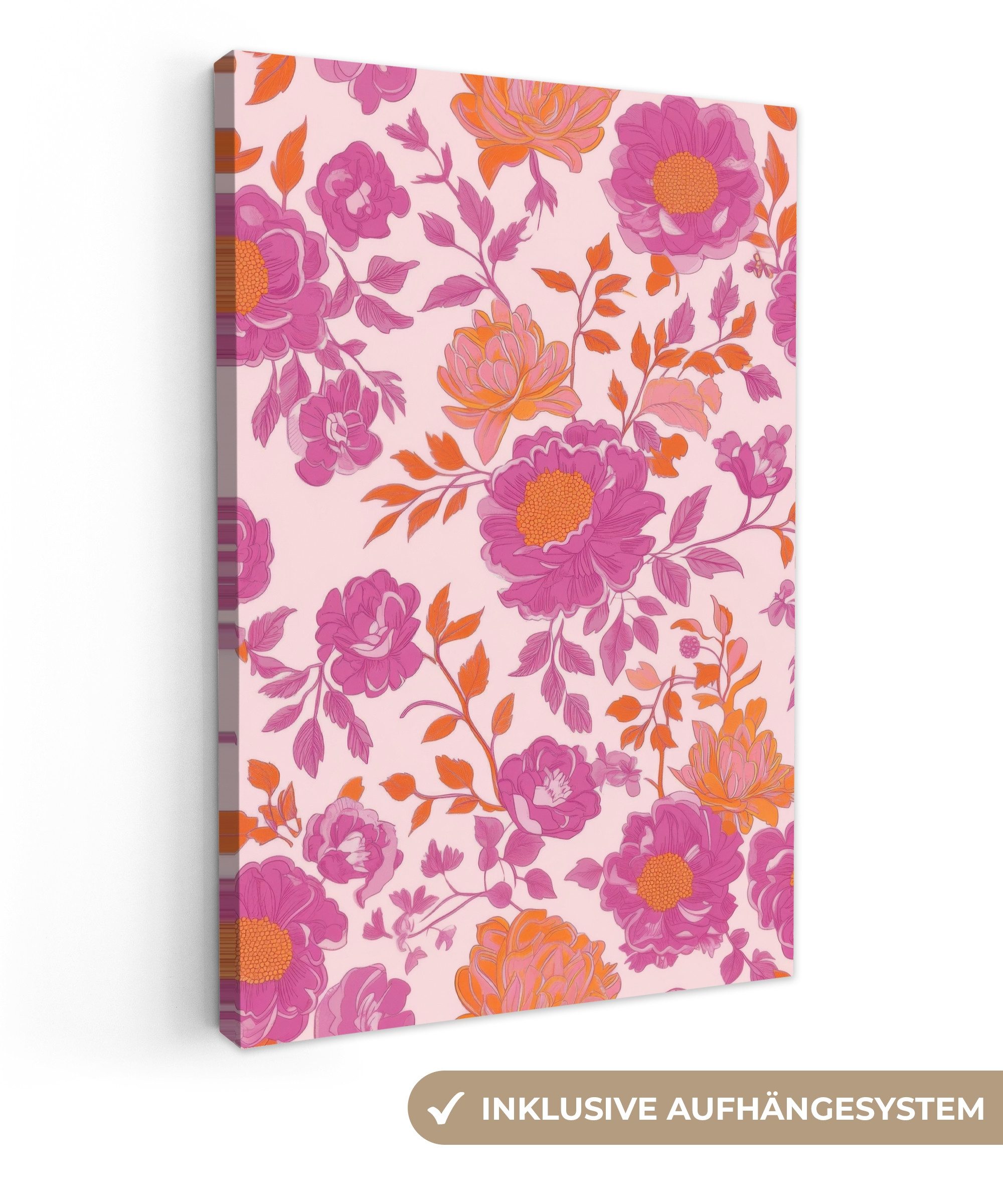 OneMillionCanvasses® Leinwandbild Florales Muster - Rosa günstig online kaufen
