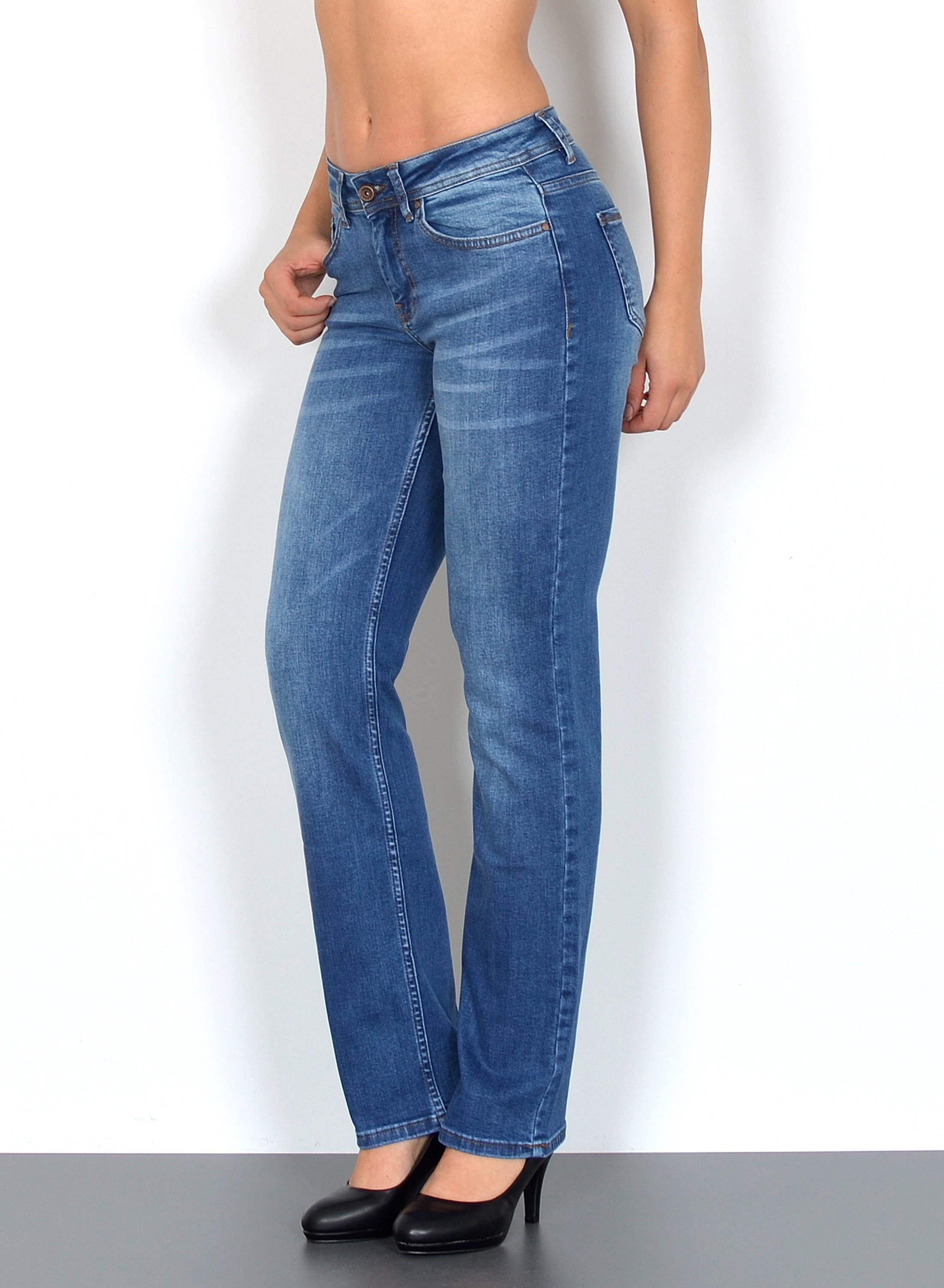 ESRA Straight-Jeans High Waist Straight Fit Jeans Damen Gerader Schnitt bis günstig online kaufen