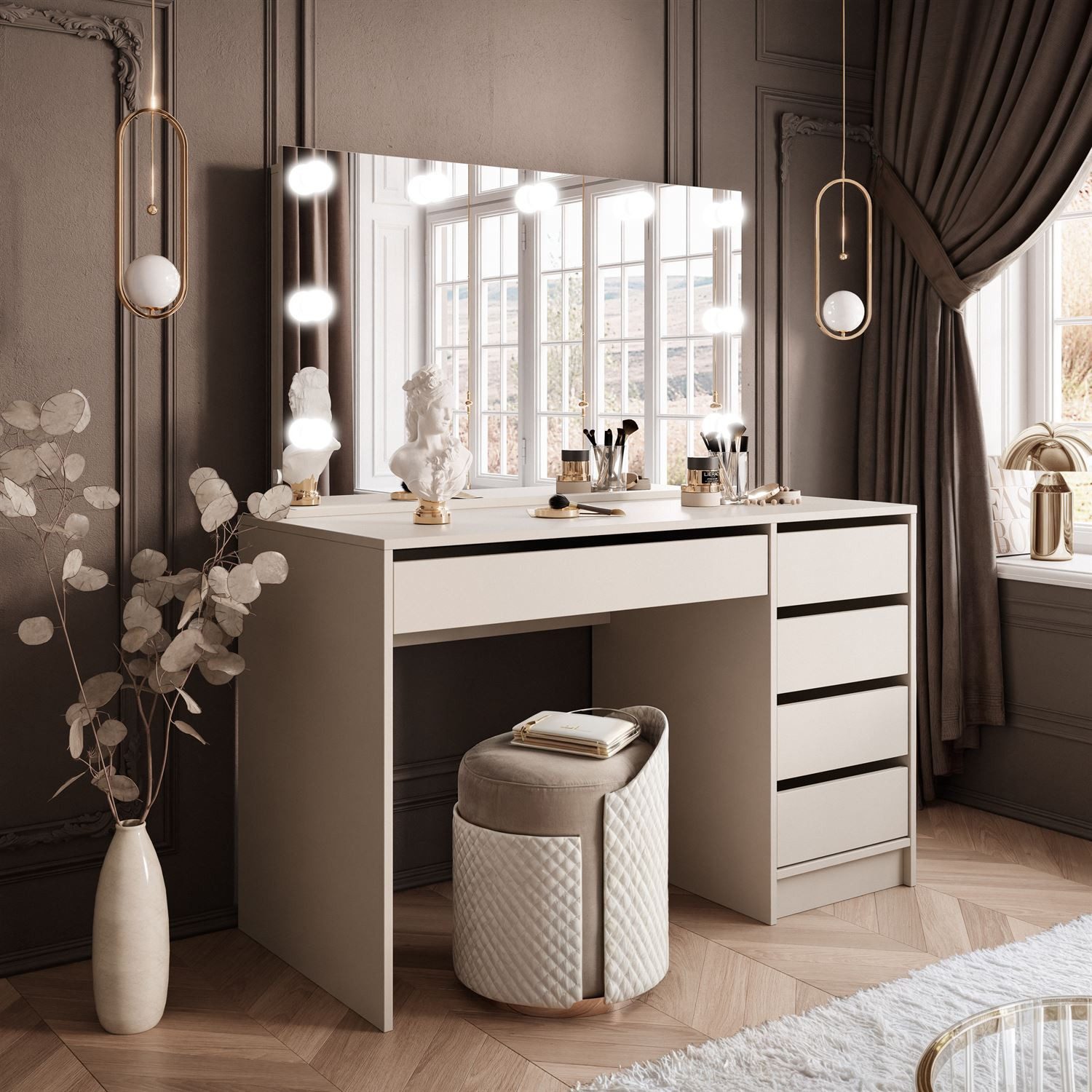 yourhouse24 Schminktisch MADI ELITE Frisiertisch Kommode mit LED-Beleuchtun günstig online kaufen