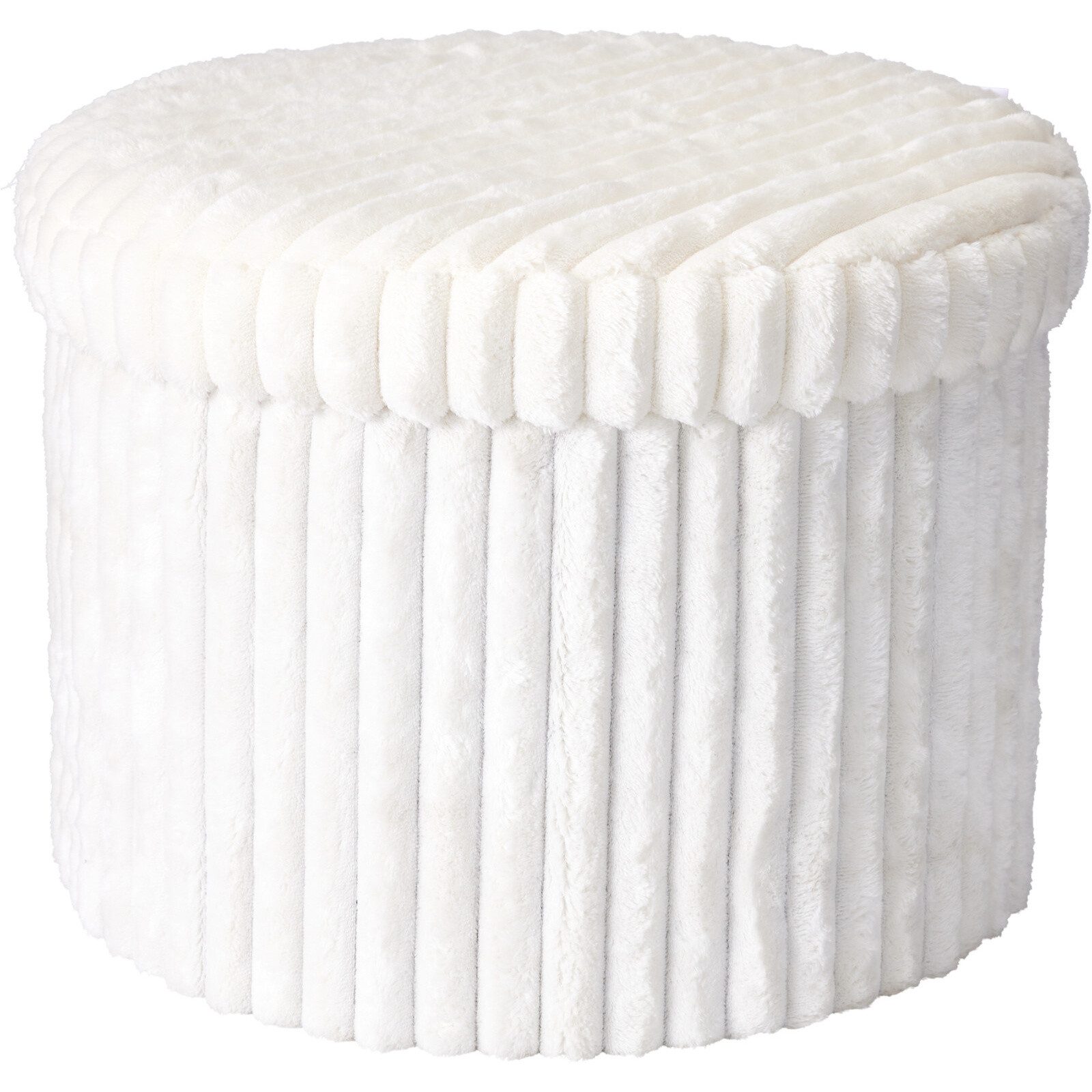 Storage solutions Polsterhocker Runde, faltbare Pouf mit Stauraum, weiß, Ø 43 cm x 32,5 cm