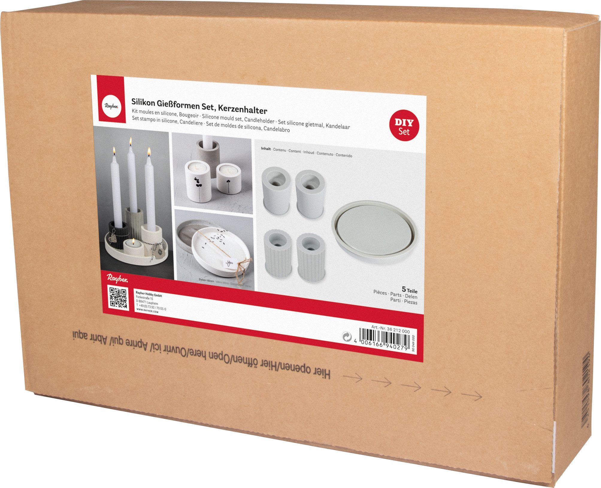 Rayher Modellierwerkzeug Gießform-Set 'Kerzenhalter mit Untersetzer, (5 St), 5 Teile