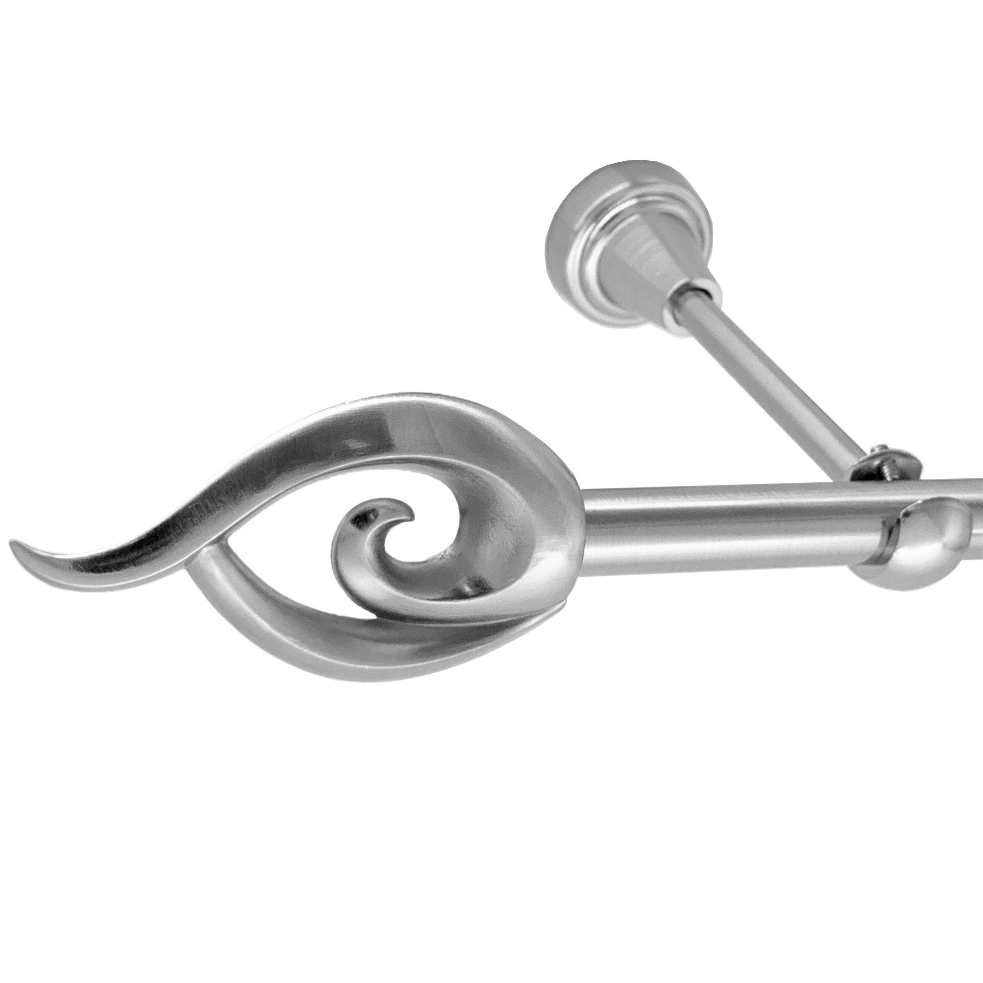BASIT Gardinenstange Rohr Edelstahloptik 16 mm mit Wandträgern 120 cm E24, Ø 16 mm, 1-läufig, verschraubt, Metall, H14 120 cm E24 Flamme