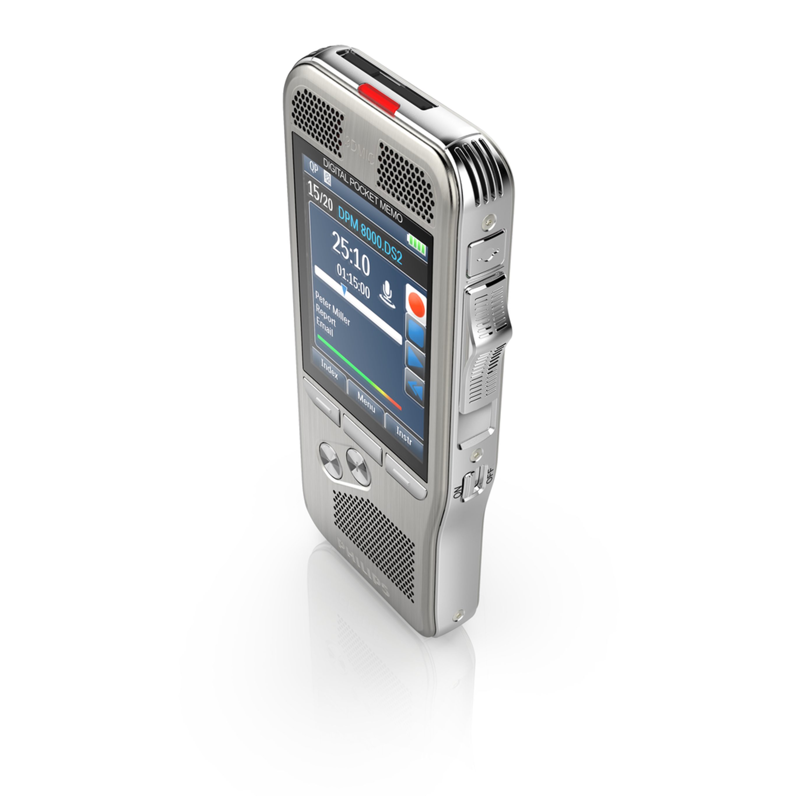 Philips DPM8000 Digitales Diktiergerät (PocketMemo-Set Diktiergerät, Schiebeschalter, SpeechExec Pro Dictate)