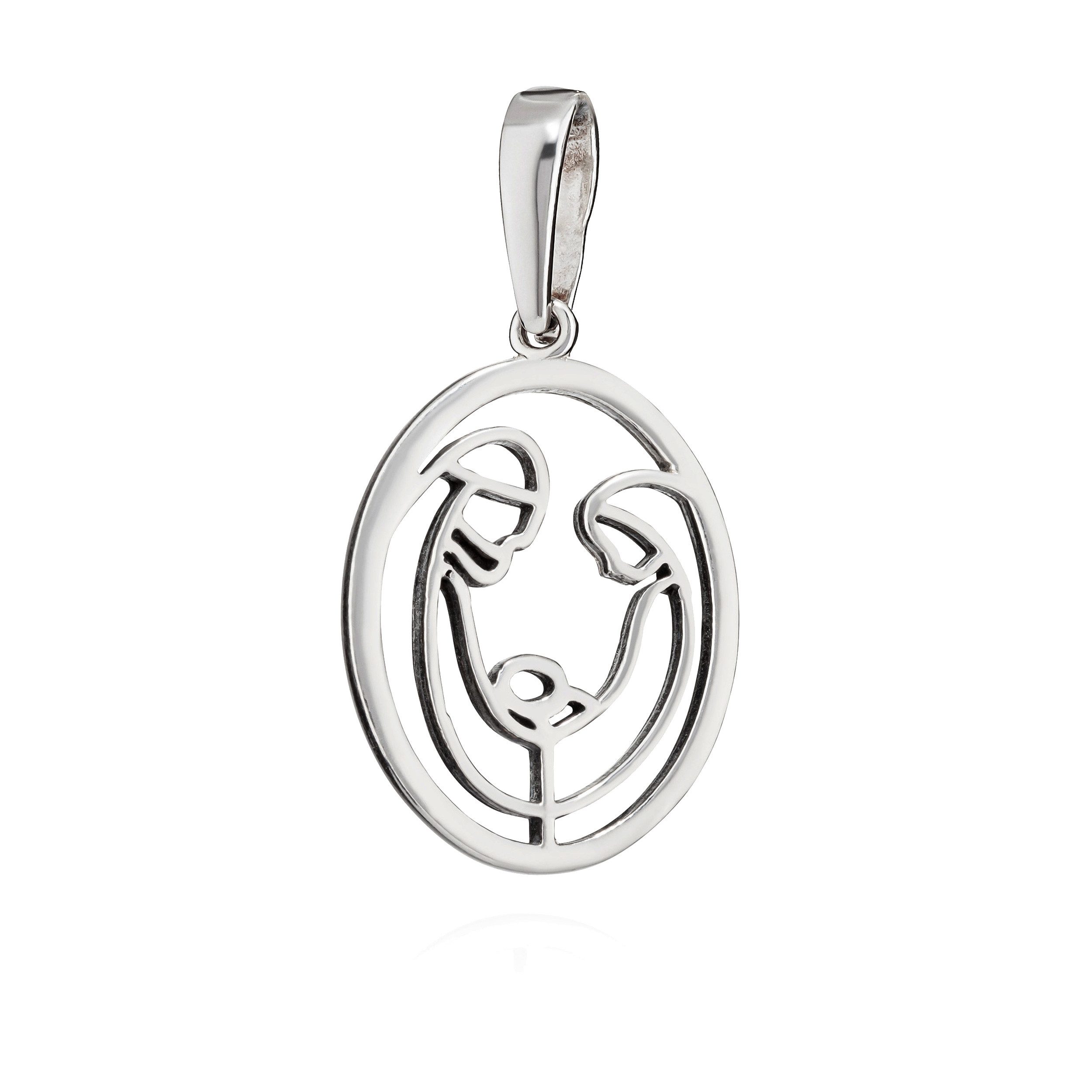 Kettenanhänger Kettenanhänger Familie Krippe 925 Silber 22mm x 17mm Silberan