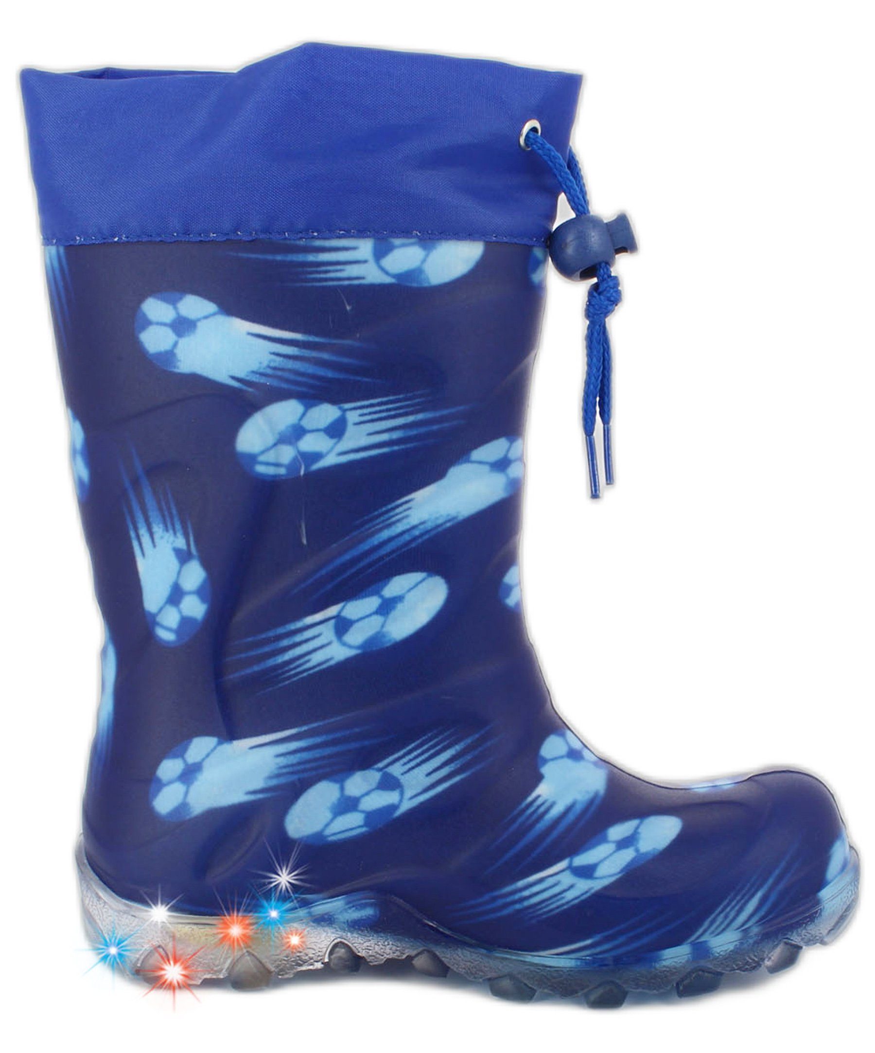 Beck Blinkender Regenstiefel  Fussball mit Warmfutter Gummistiefel (mit Blinksohle für mehr Sicherheit im Dunkeln, für warme Füße bei Nässe und Kälte) wasserdicht, sehr kuscheliges Warmfutter