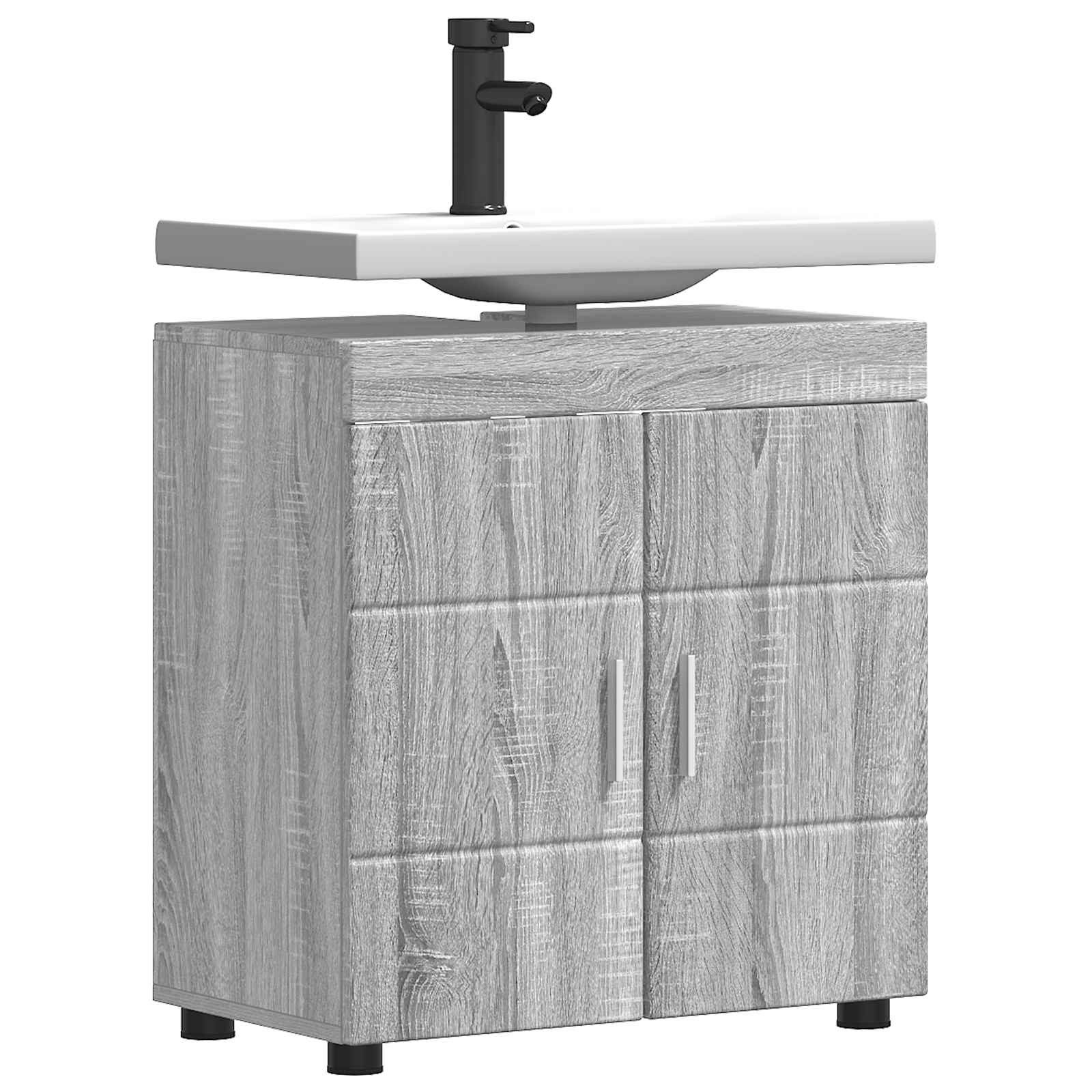 vidaXL Badezimmerspiegelschrank Badezimmerschrank-Set TULUM Graues Sonoma 60 x 34 x 63 cm (1-St)