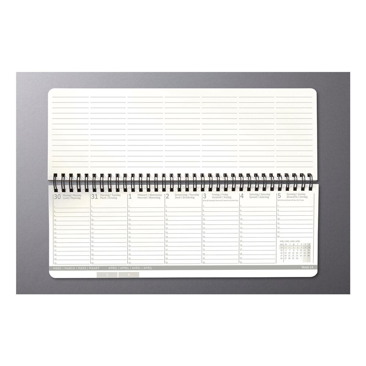 Sigel Tischkalender Conceptum 2027 large, 2 Seiten = unten Monat / oben Notizseite